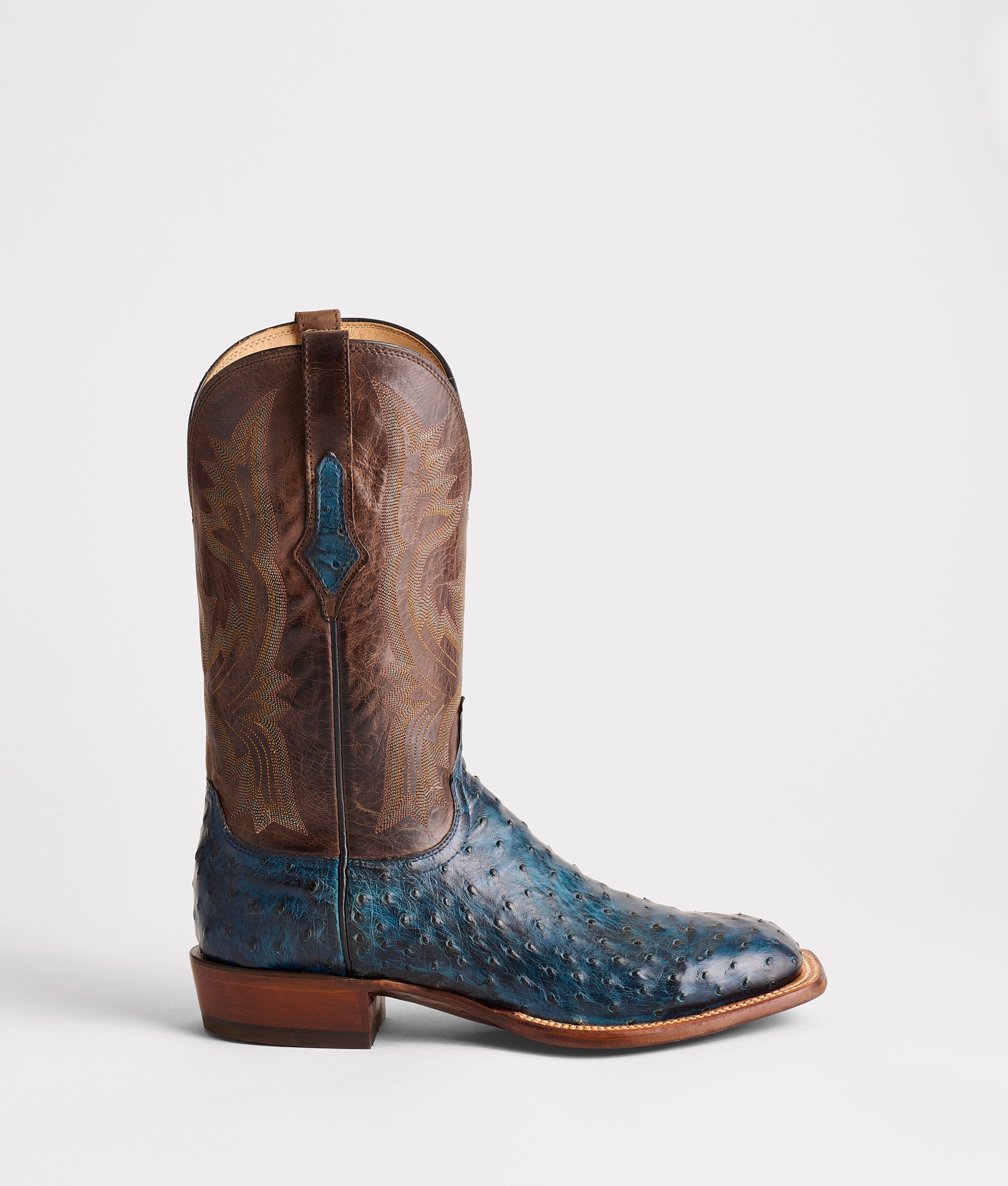 ルケーシー　ウエスタンブーツ　オーストリッチ　Lucchese Cliff Boot - Navy/Chocolate - Lucchese