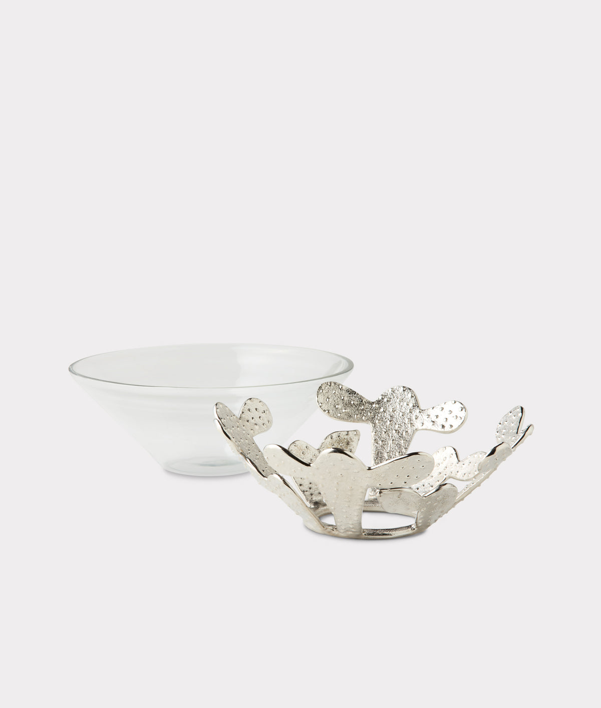 Tucson Saguaro Metal Cactus Chip Bowl :: Silver 4