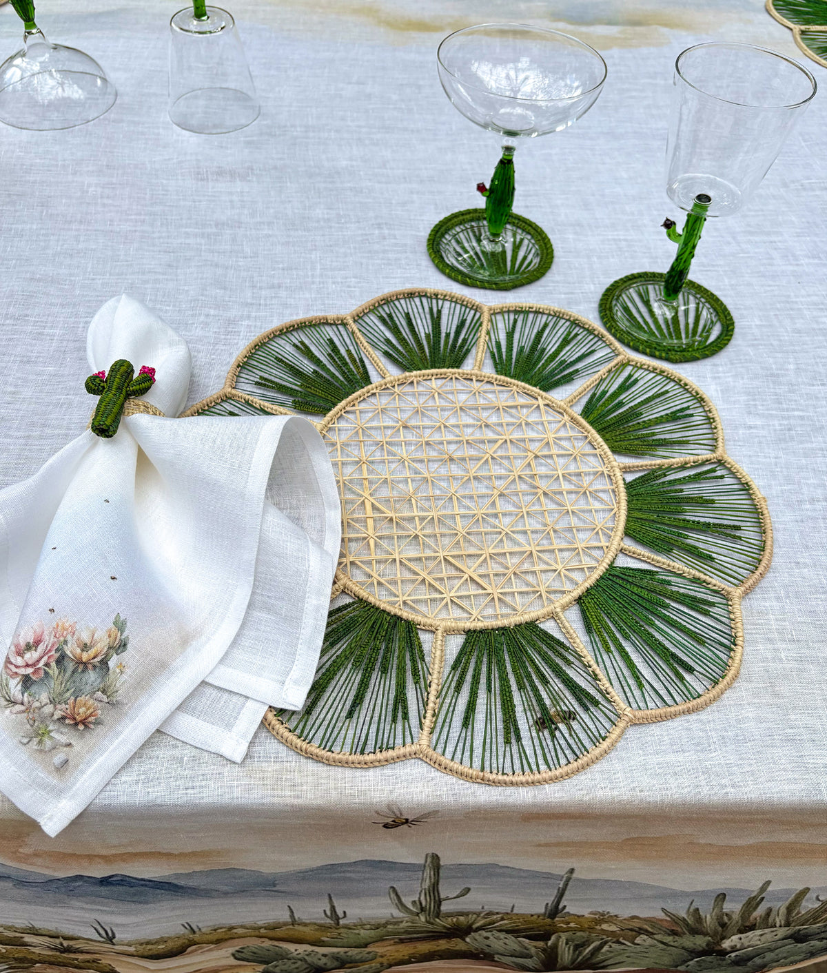 Tucson Saguaro Agave Coasters - Set Of Four :: Green 6