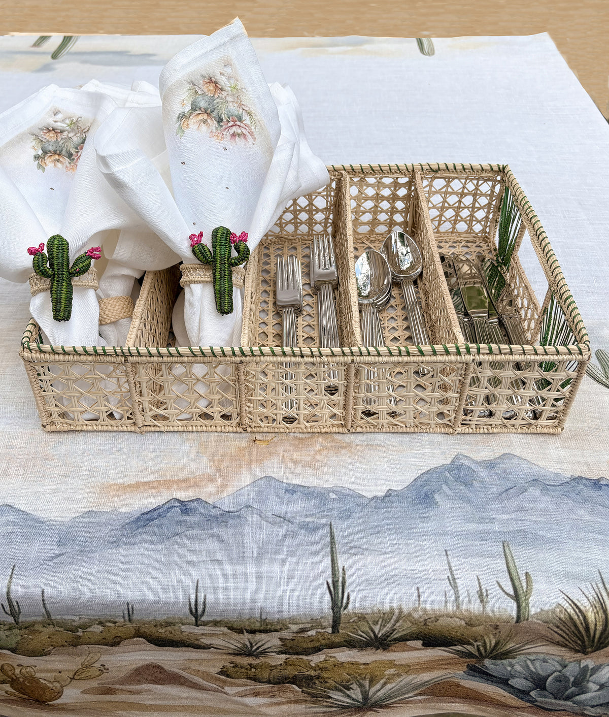 Tucson Saguaro Agave Cutlery Tray :: Green 5