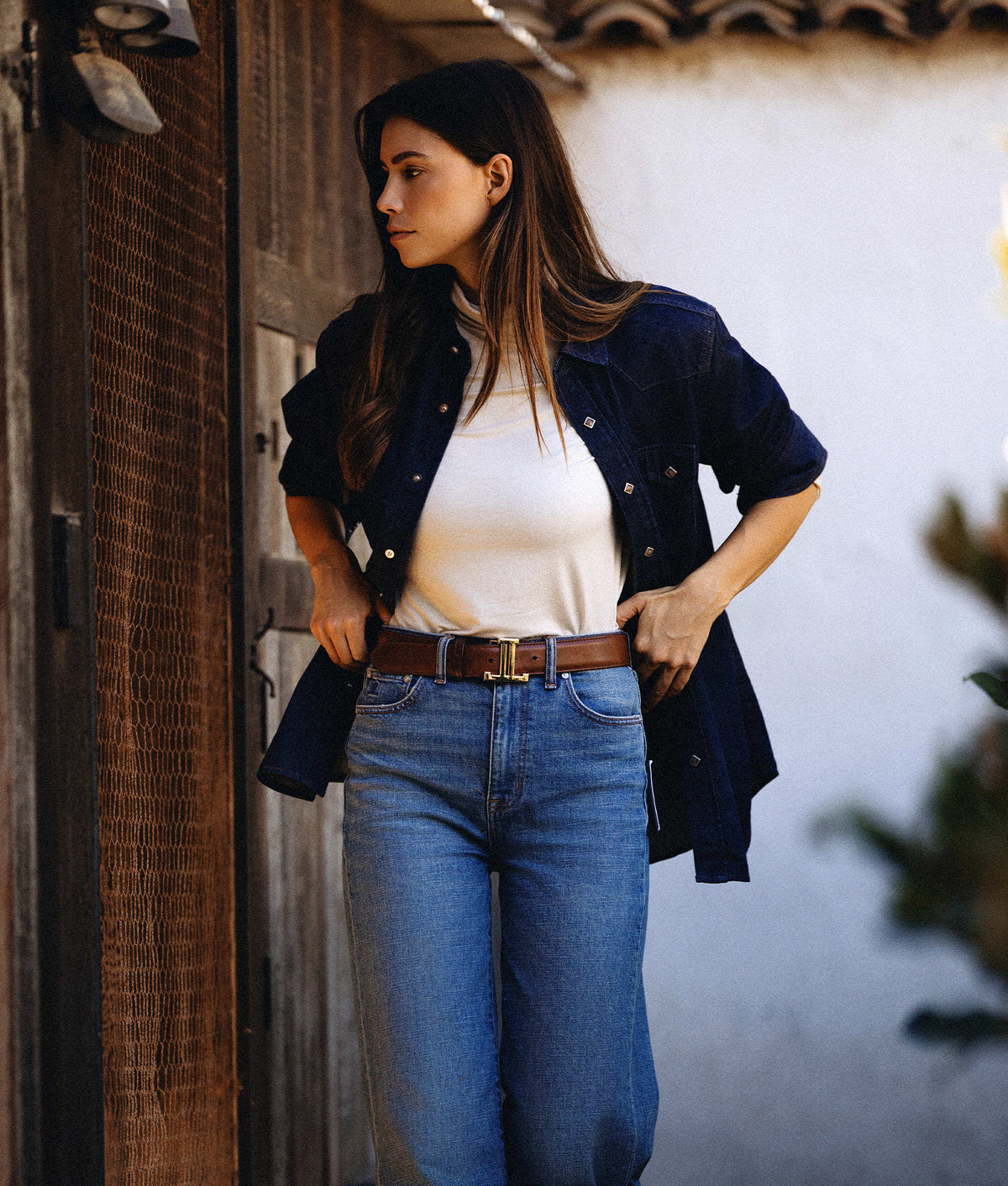 Women's Mirrored L Belt :: Tan 5