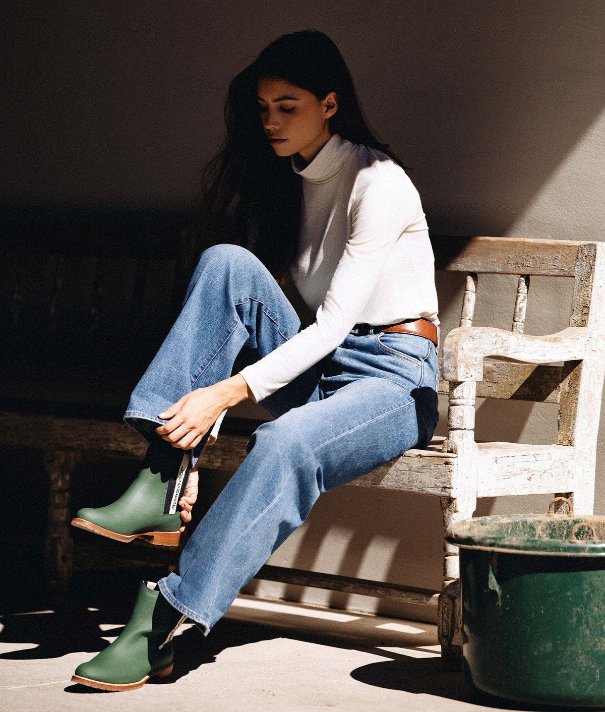 All-Weather Ladies Garden Boot :: Military Green + Black 9