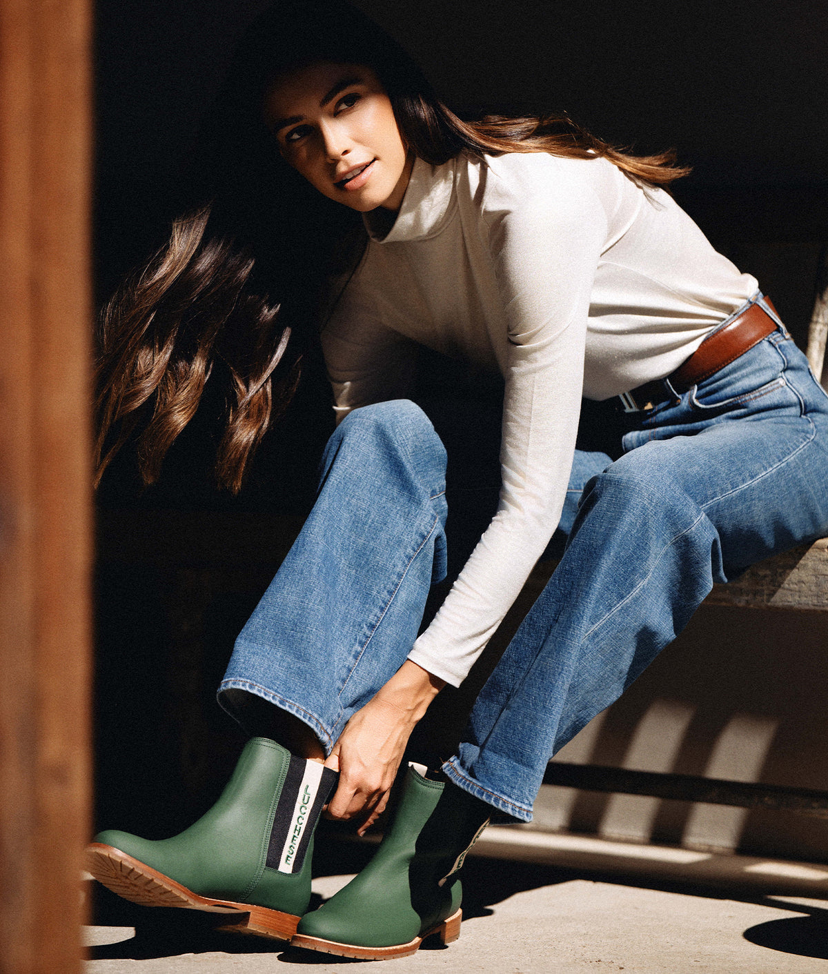 All-Weather Ladies Garden Boot :: Military Green + Black 3