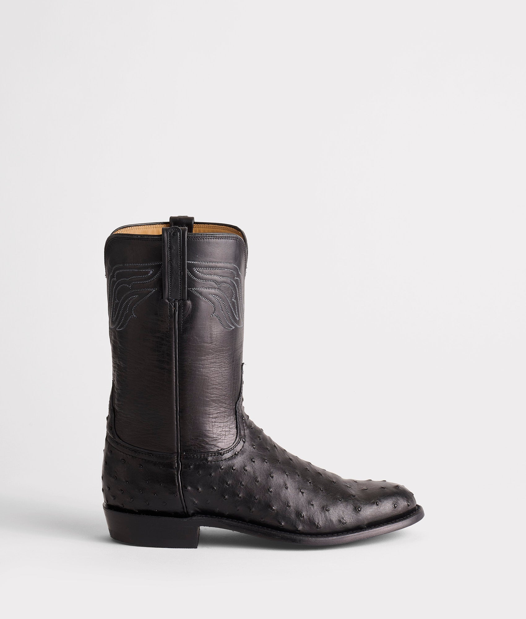 Lucchese Classics Lucchese Black Ostrich Square Toe Boots Lucchese