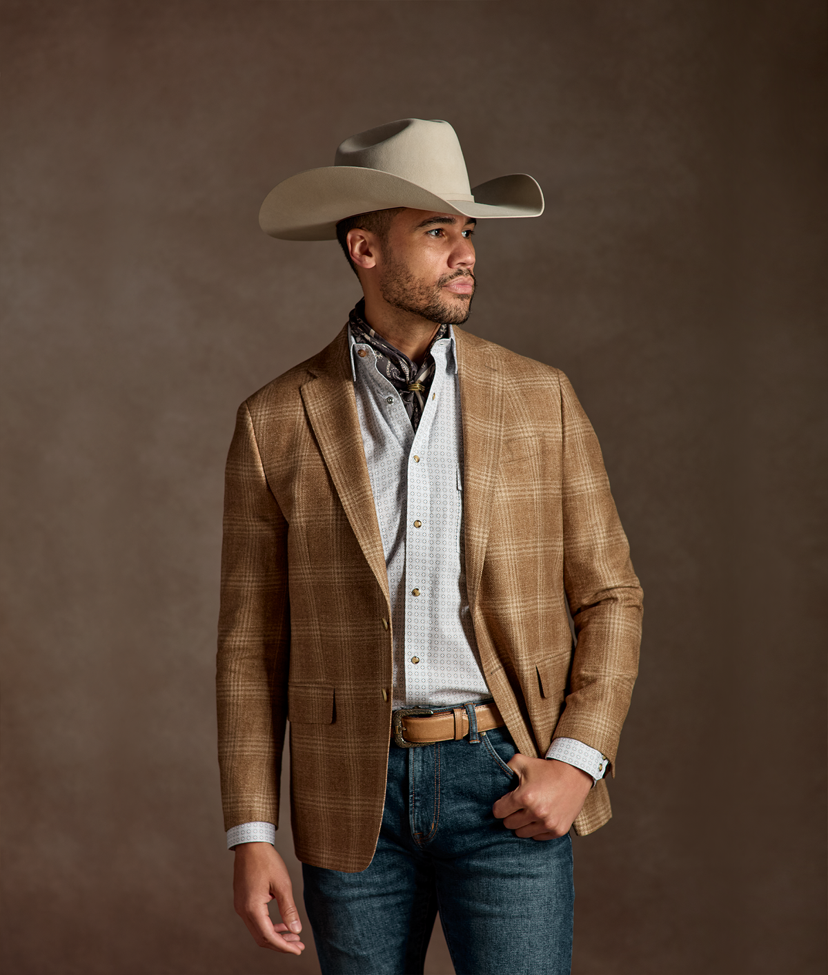 El Paso Cowboy Fit:: Gold/White/Navy Multi 2