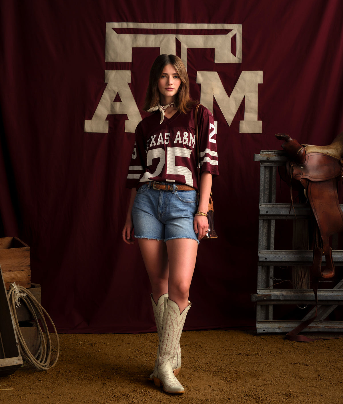 Priscilla :: Glitz Cream W/ Maroon Stitching 3