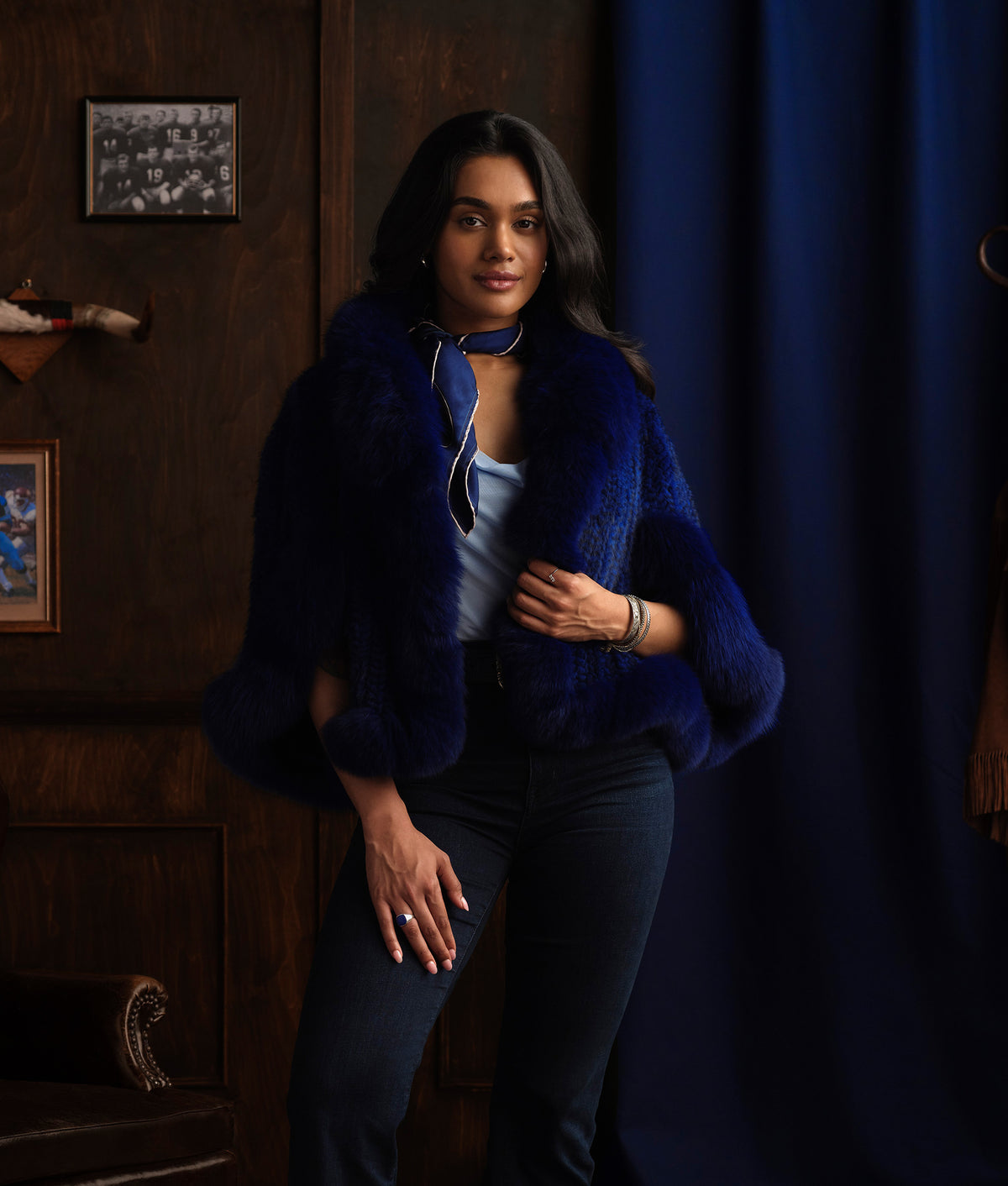 Royale Fur Cape :: Royal Blue 6