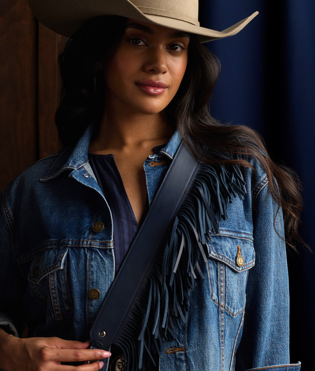 Fringe Handbag Strap :: Navy 2