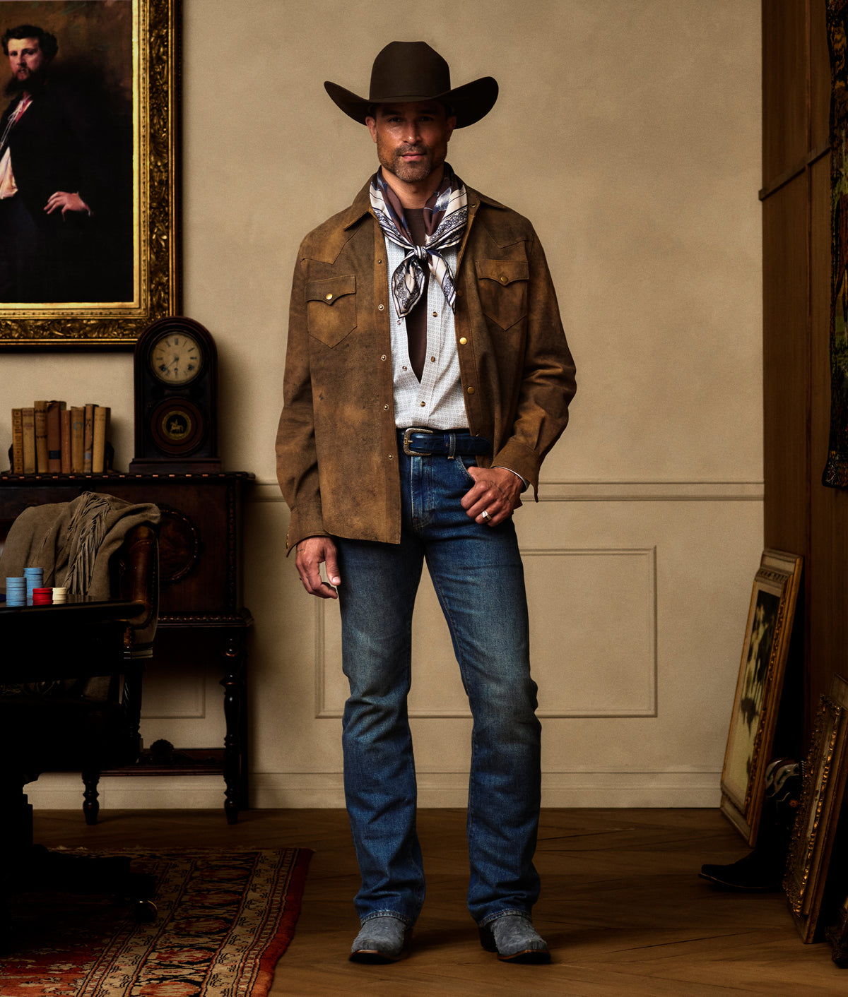 El Paso Cowboy Fit:: Gold/White/Navy Multi 2