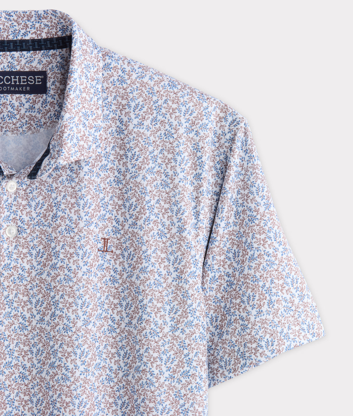 Lucchese Golf Polo :: Brown And Blue Floral 7