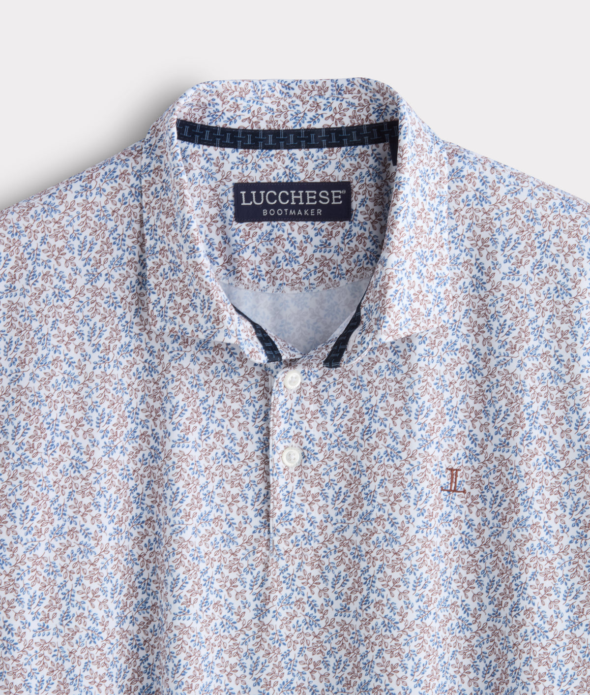 Lucchese Golf Polo :: Brown And Blue Floral 9