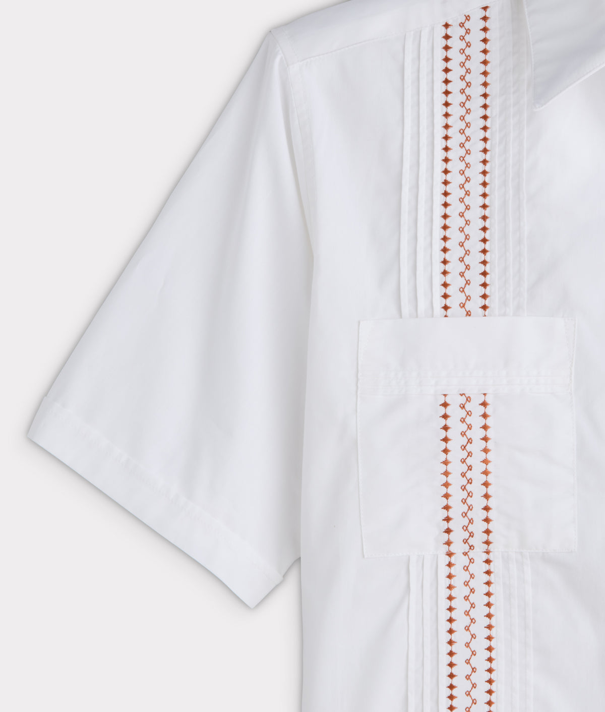 Guayabera Shirt :: White And Orange Gingham 4