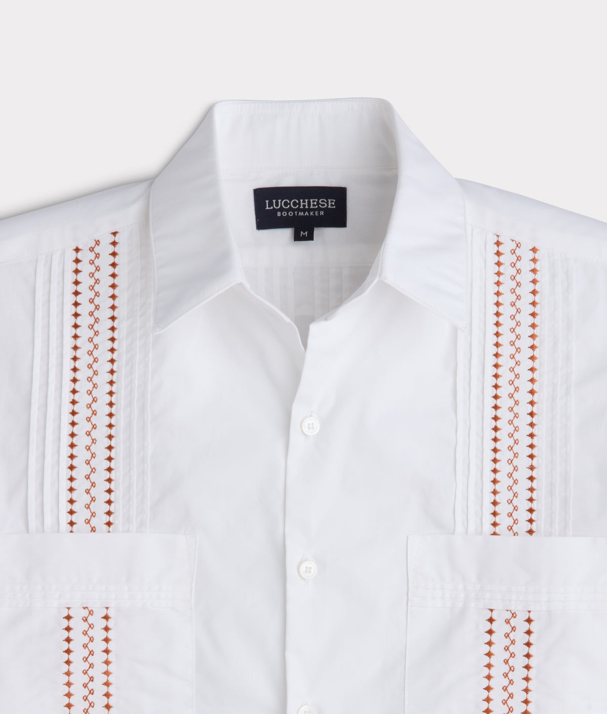 Guayabera Shirt :: White And Orange Gingham 6