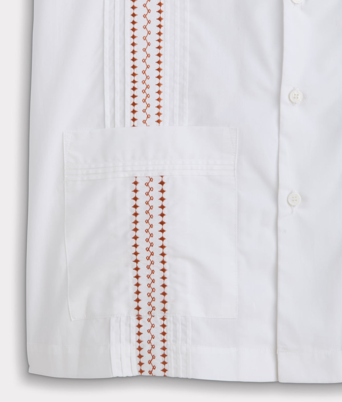 Guayabera Shirt :: White And Orange Gingham 11