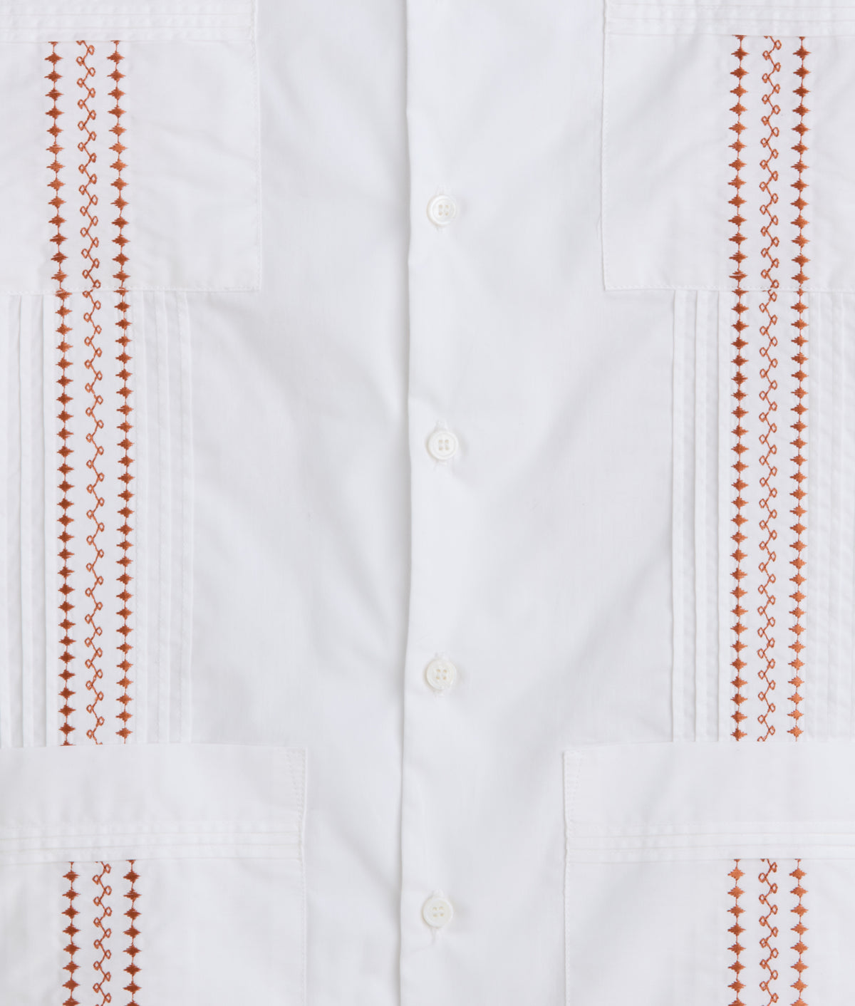 Guayabera Shirt :: White And Orange Gingham 7