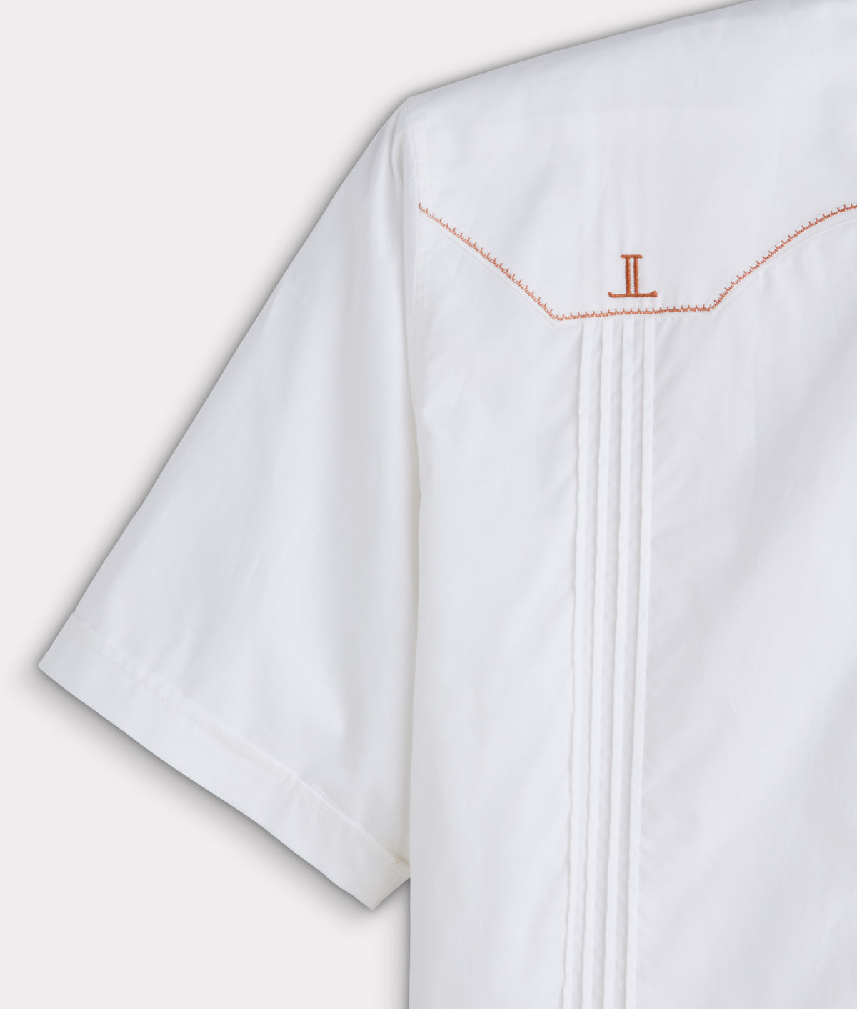 Guayabera Shirt :: White And Orange Gingham 5