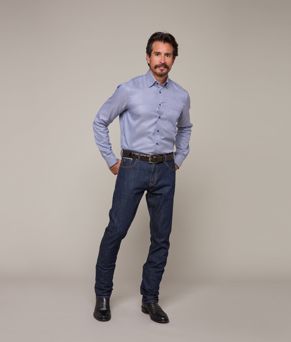 San Antonio Modern Fit :: Navy/White Plaid 2