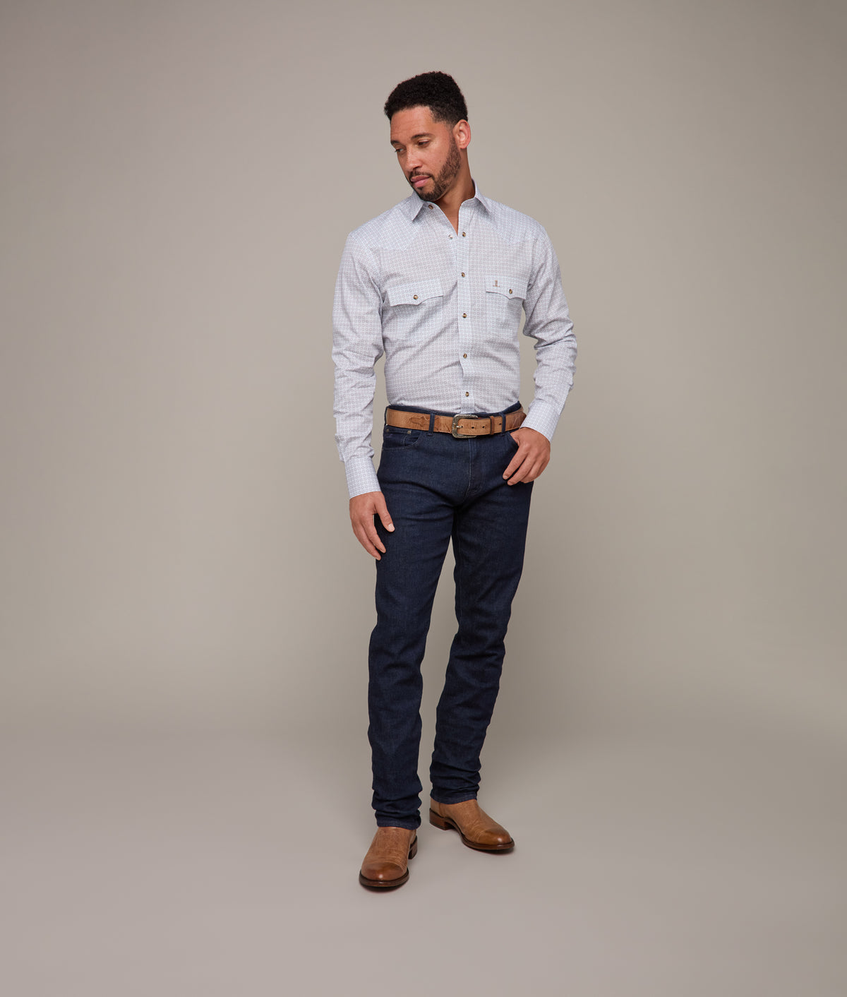 El Paso Cowboy Fit:: Gold/White/Navy Multi 7