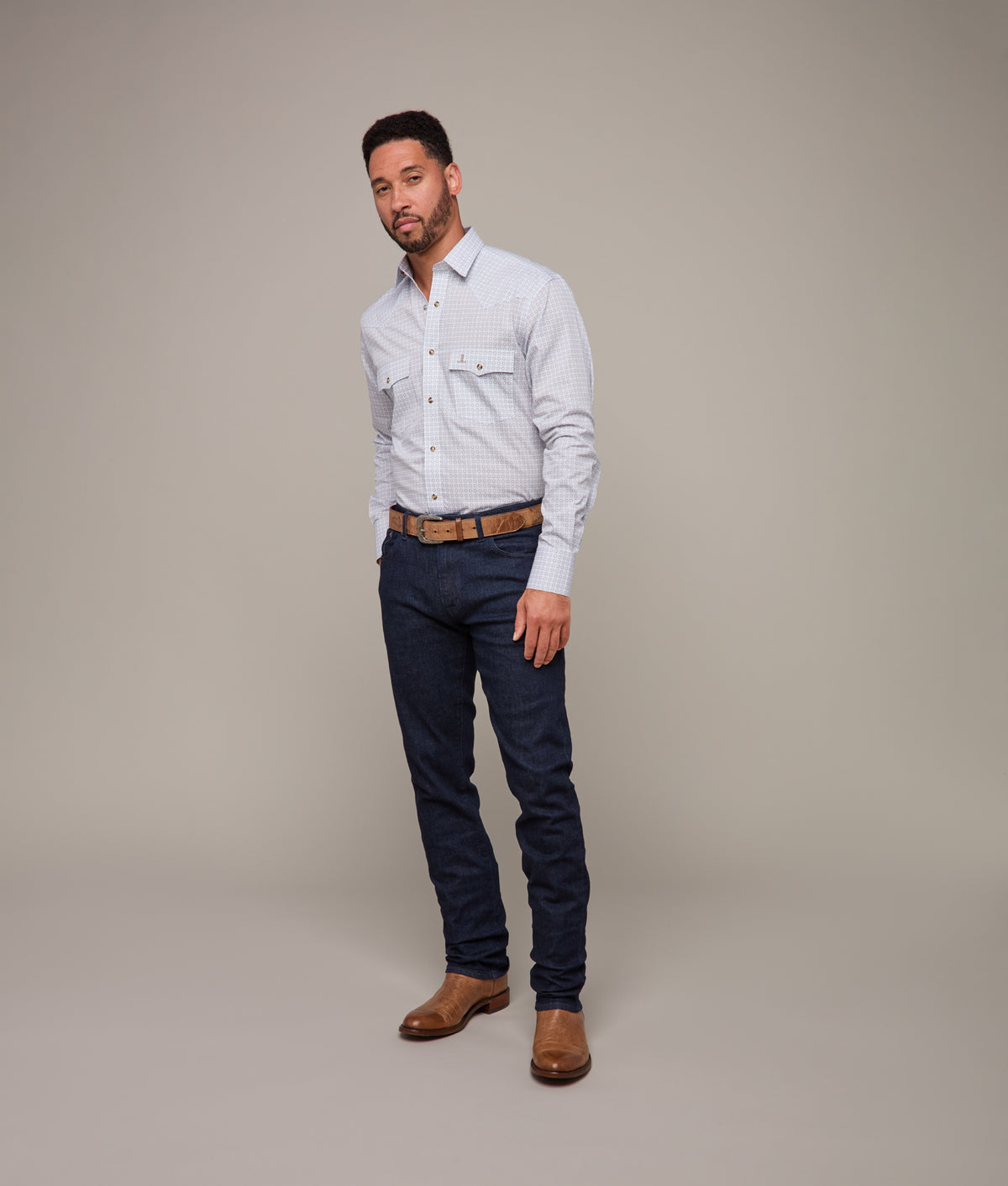 El Paso Cowboy Fit:: Gold/White/Navy Multi 8