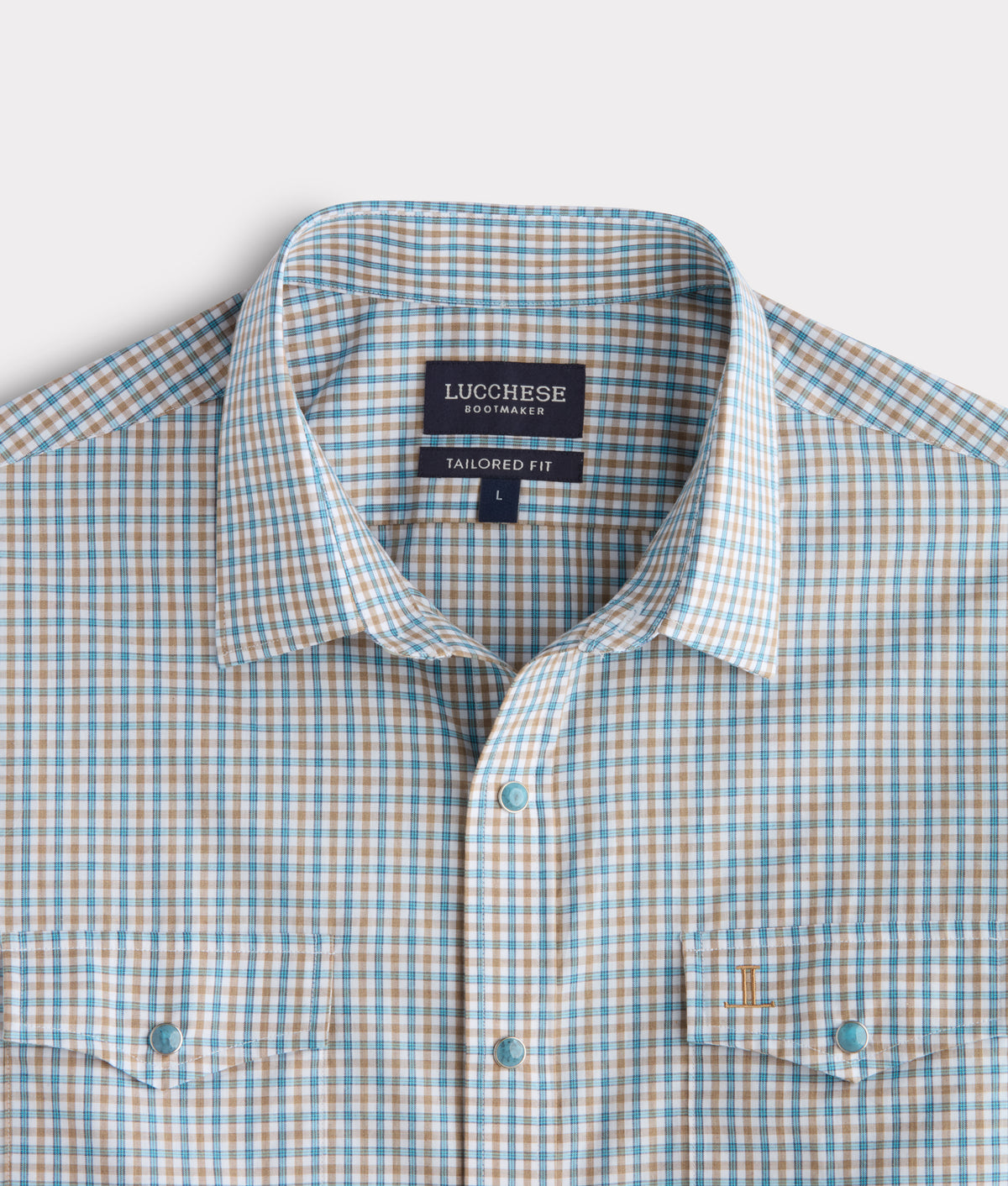 El Paso Tailored Fit :: Tan And Turquoise Check 4