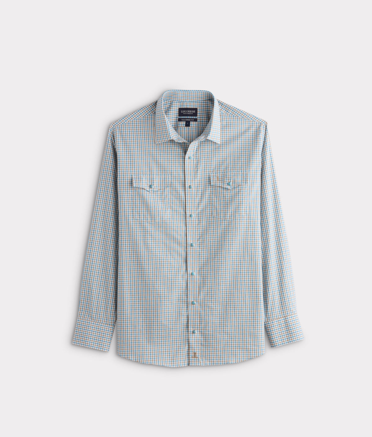 El Paso Tailored Fit :: Tan And Turquoise Check 1