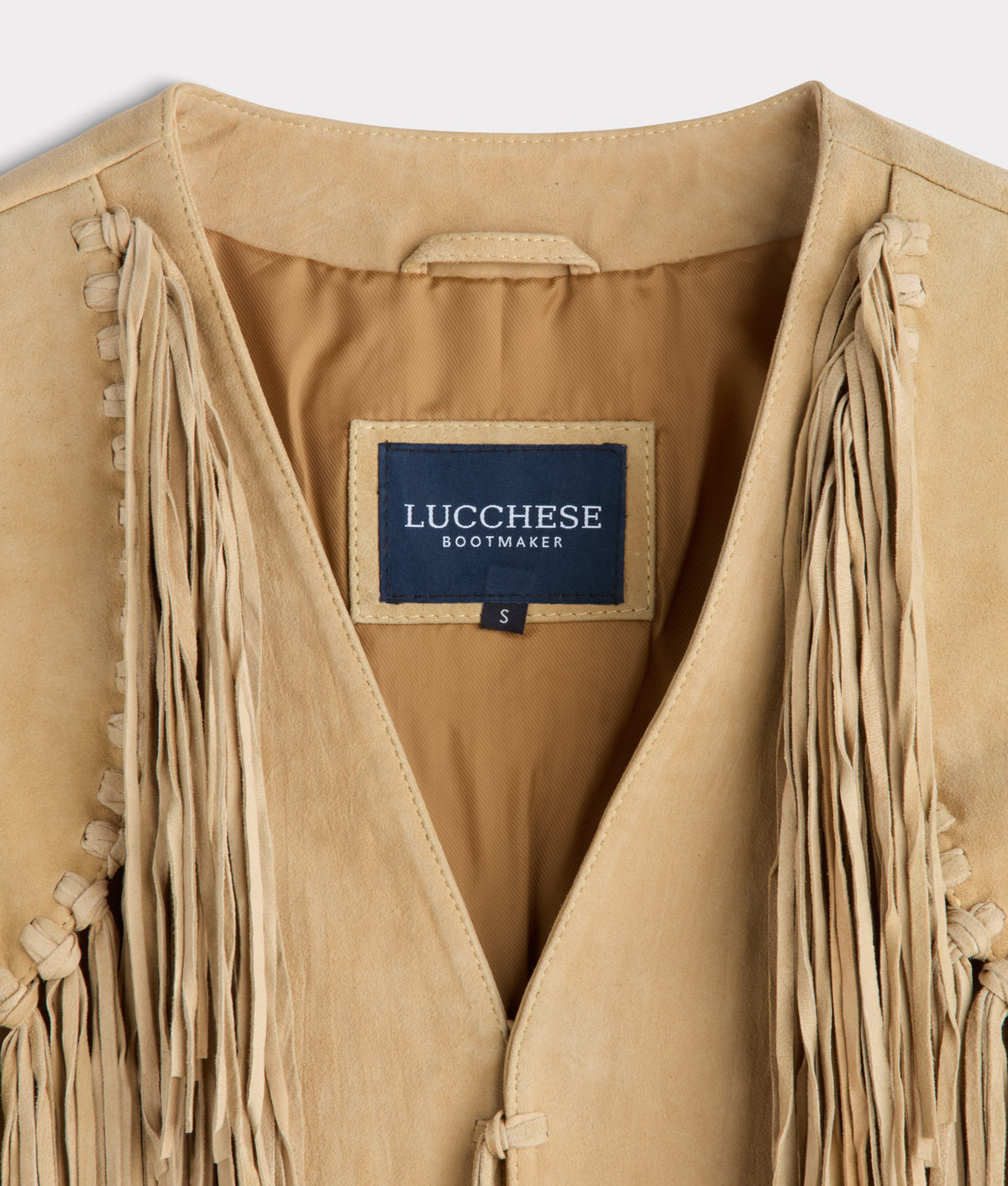 Dakota Suede Fringe Leather Vest :: Natural 2