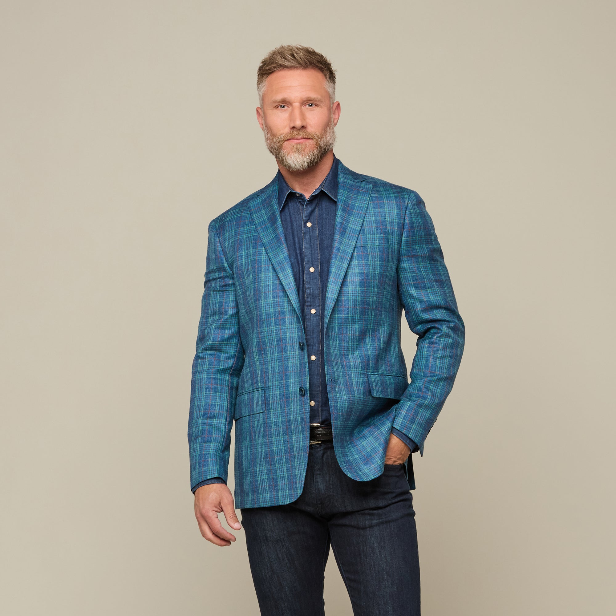 Lucchese Sport Coat :: Blue/Green/Red Plaid