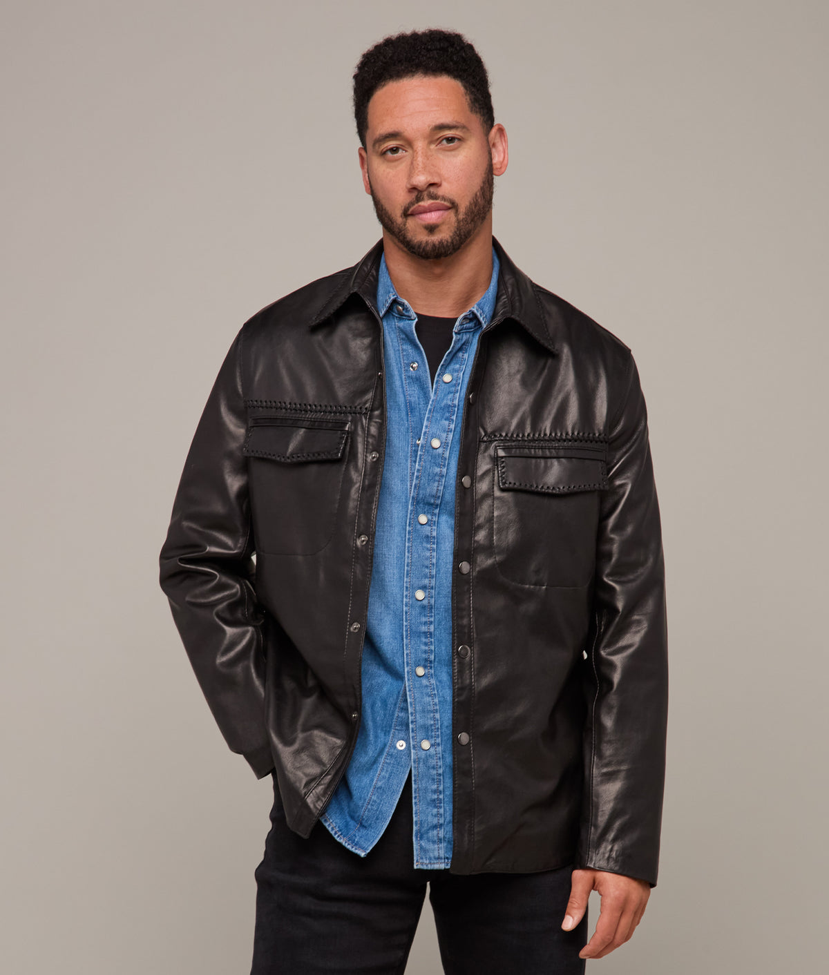 Clint Leather Shacket :: Black 9