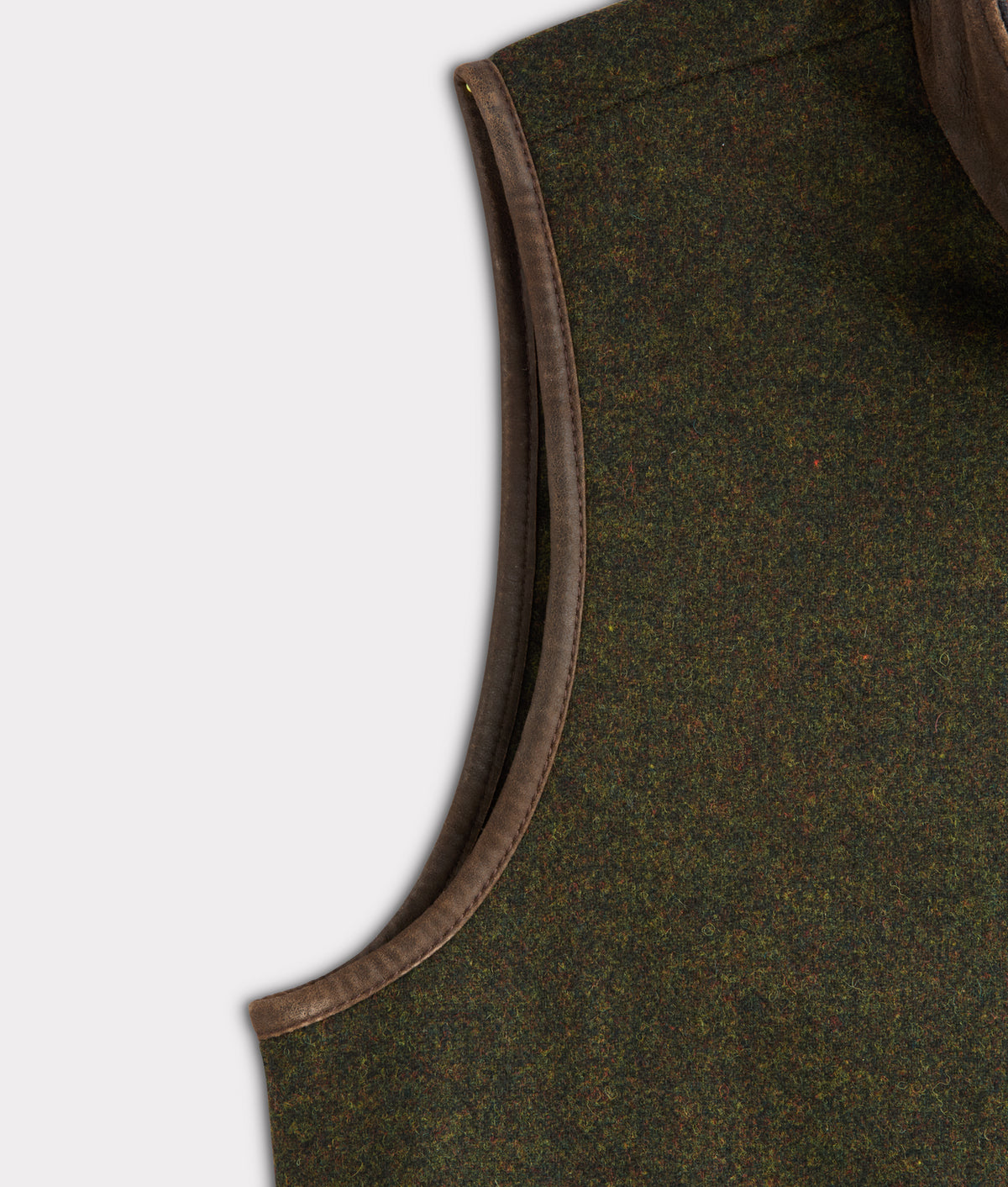Asheville Wool Vest With Leather Trim :: Forest Green 5