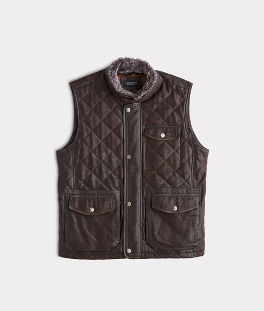 Vail Quilted Leather Vest :: Espresso