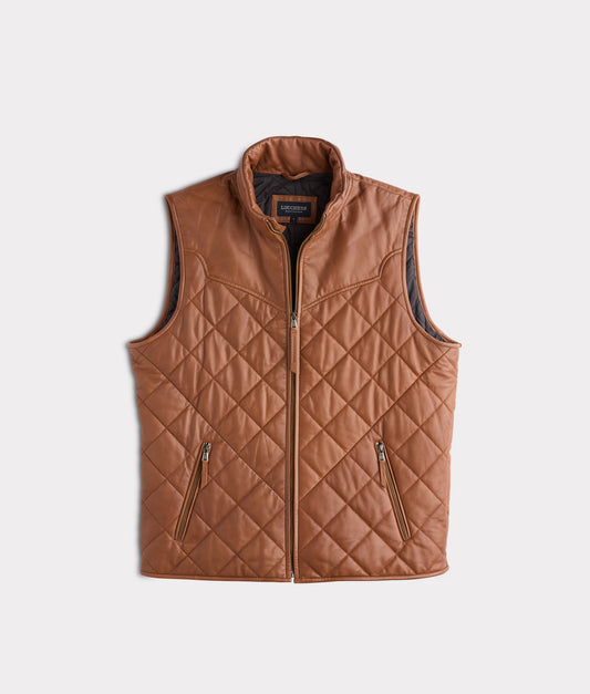 McCoy Lamb Leather Puff Vest :: Cognac