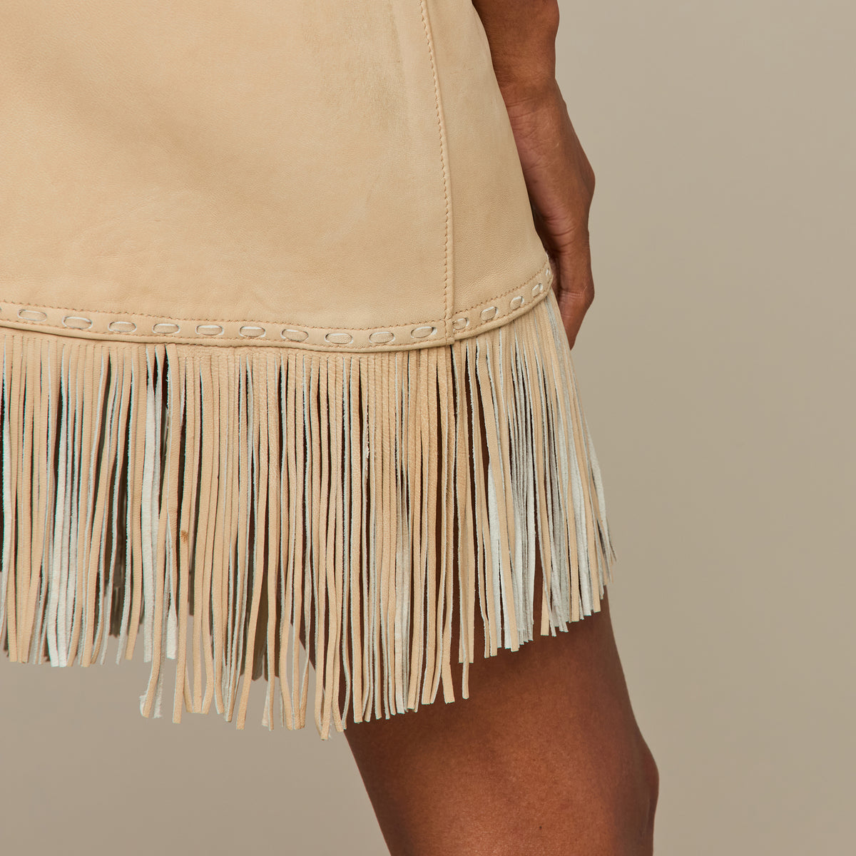 
    Short Fringe Wrap Skirt :: Cream