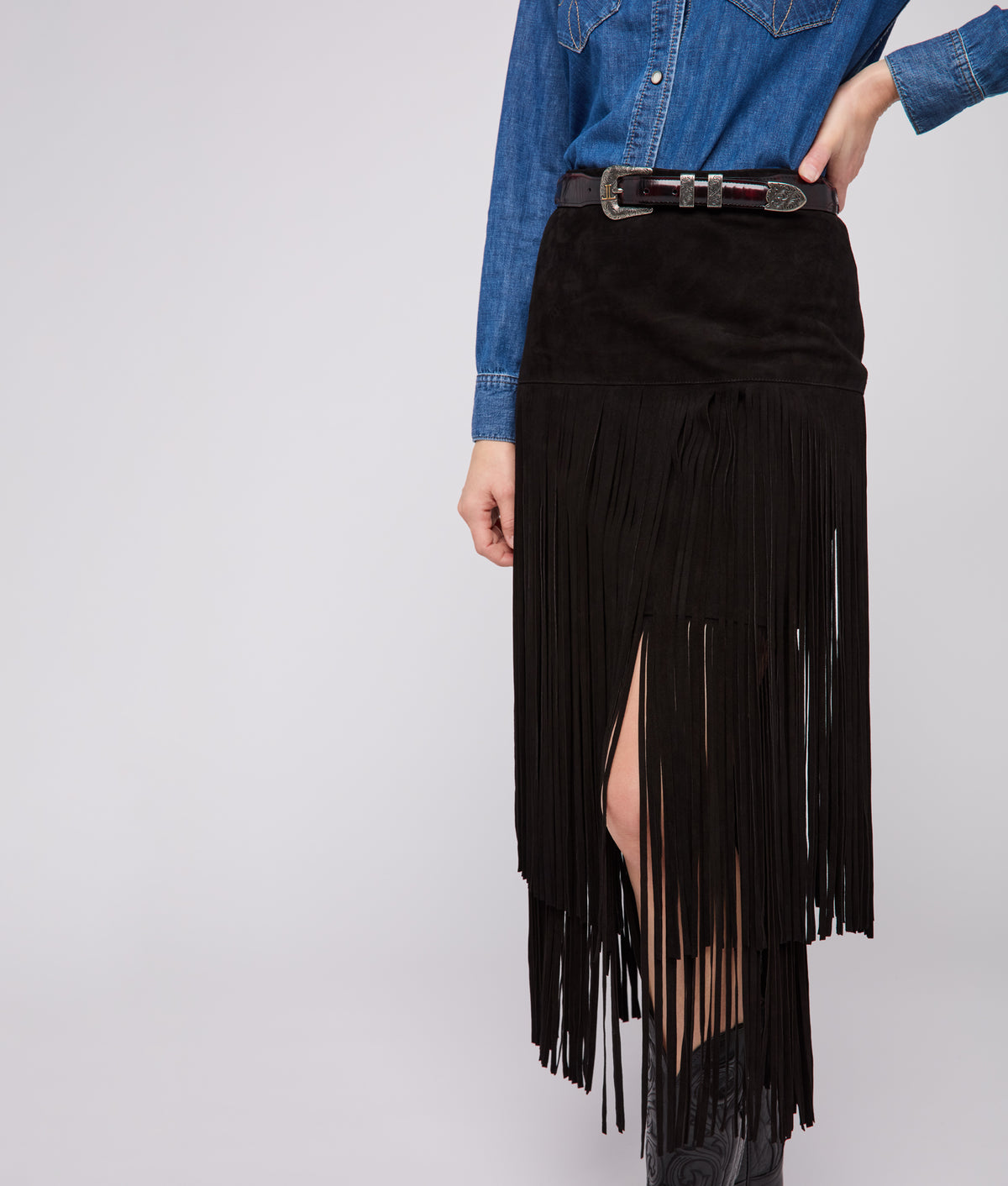Rhiannon Fringe Skirt :: Black 3