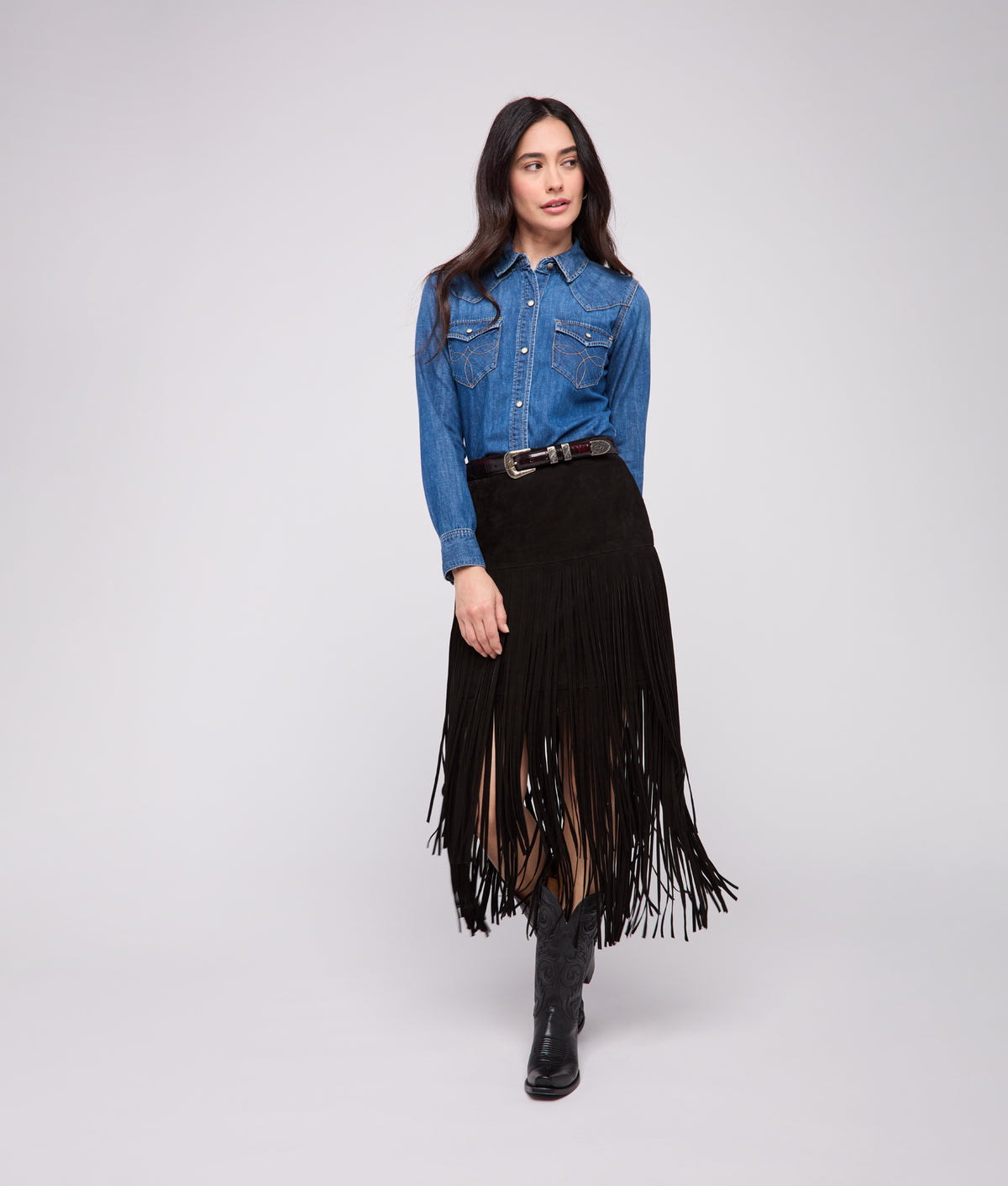 Rhiannon Fringe Skirt :: Black 2