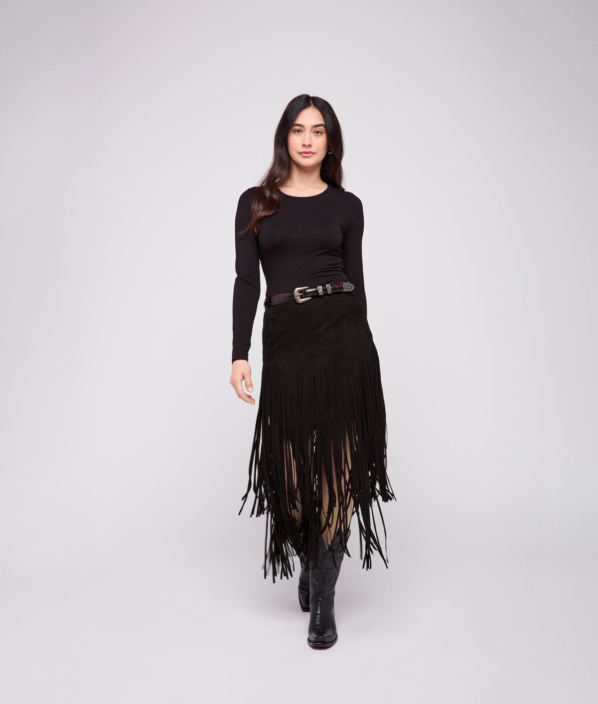 Rhiannon Fringe Skirt :: Black 5