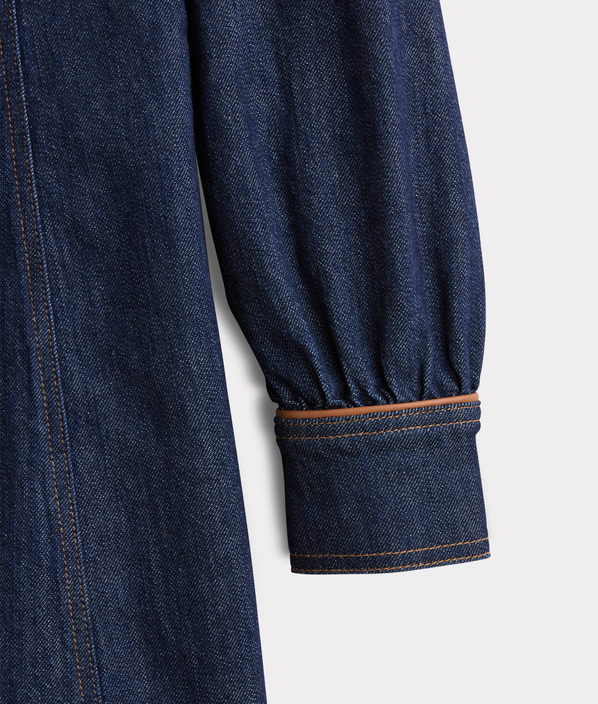 Rita Leather Yoke Denim Dress :: Dark Denim 7