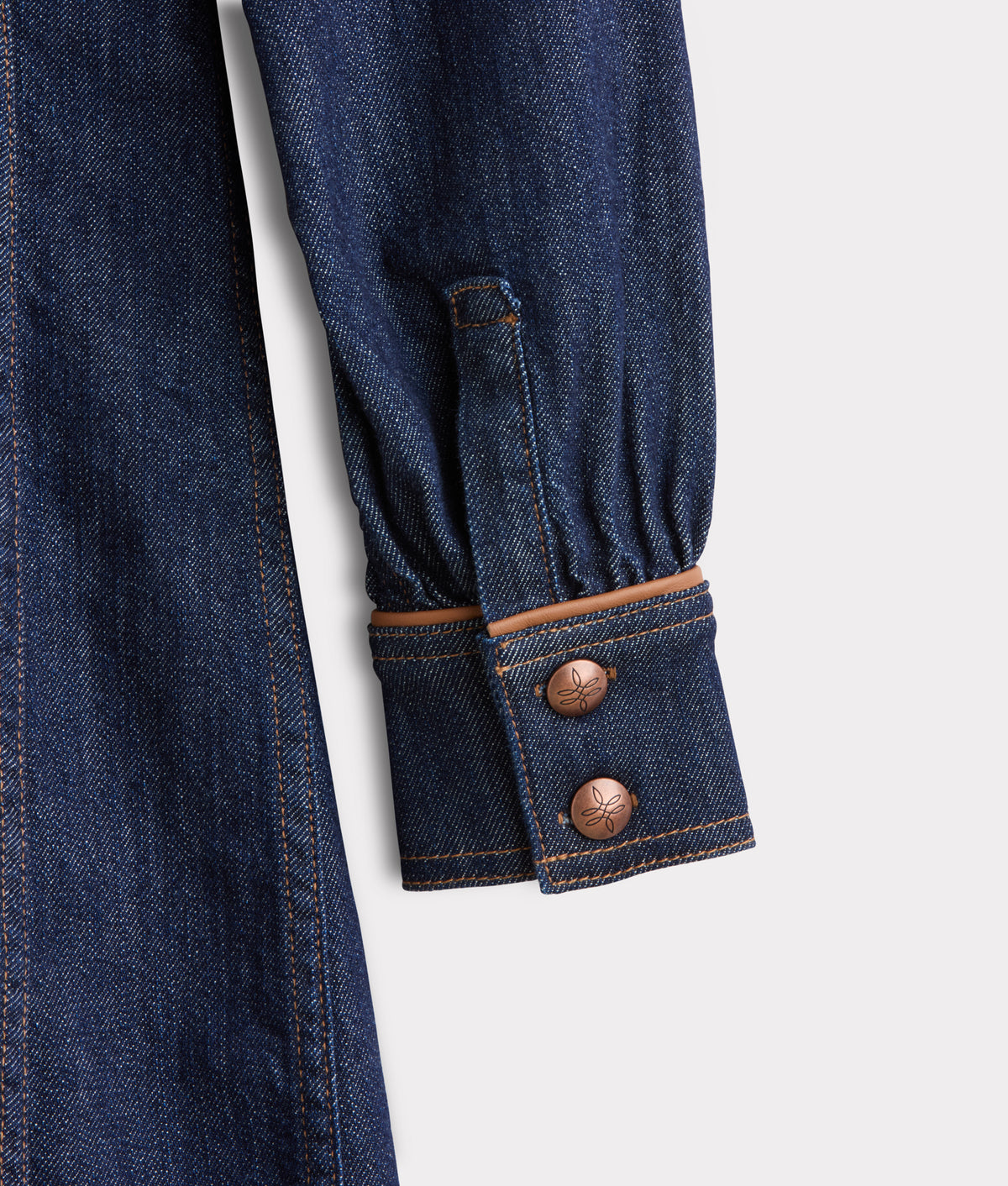 Rita Leather Yoke Denim Dress :: Dark Denim 6