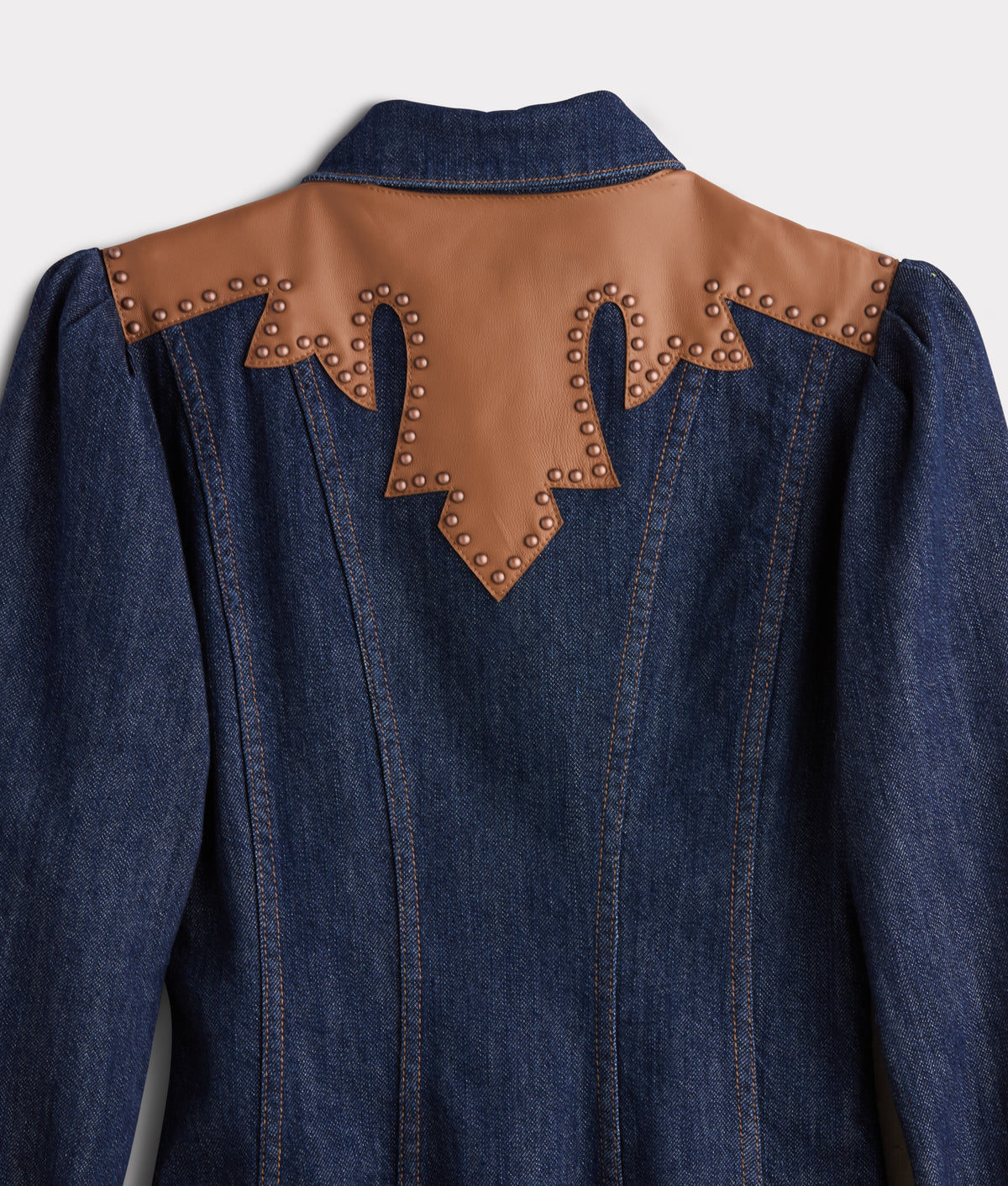 Rita Leather Yoke Denim Dress :: Dark Denim 5