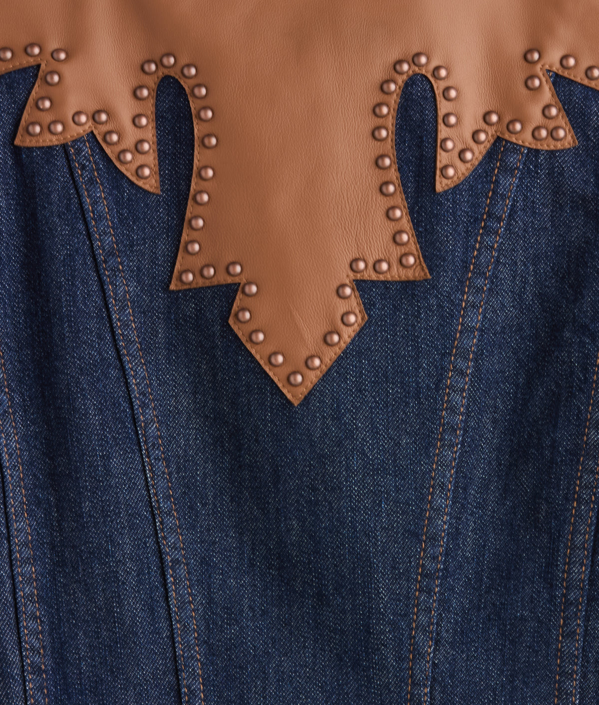 Rita Leather Yoke Denim Dress :: Dark Denim 10