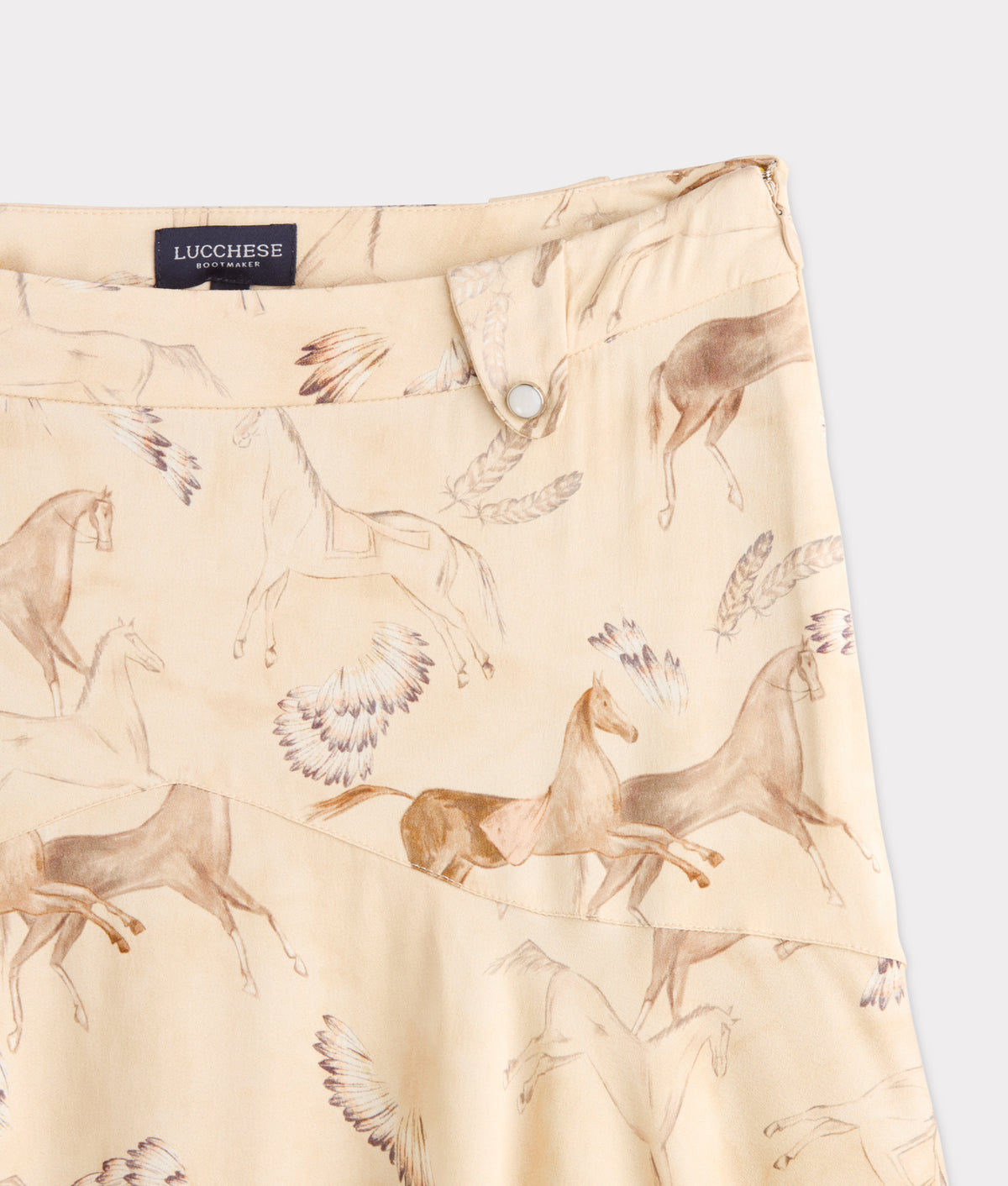 Chenay Equestrian Print Hankerchief Skirt :: Tan 5