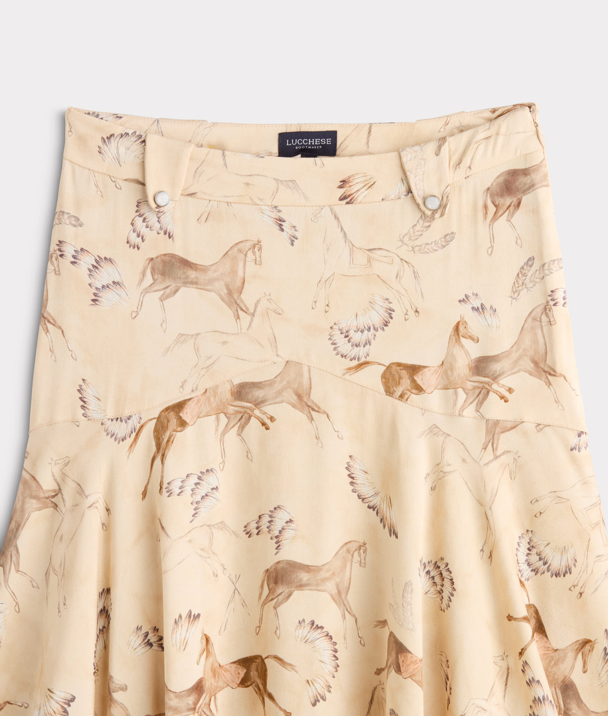 Chenay Equestrian Print Hankerchief Skirt :: Tan 4