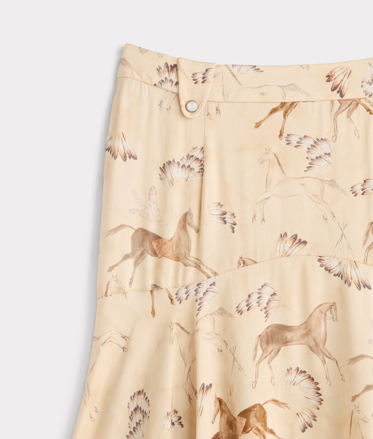 Chenay Equestrian Print Hankerchief Skirt :: Tan 6