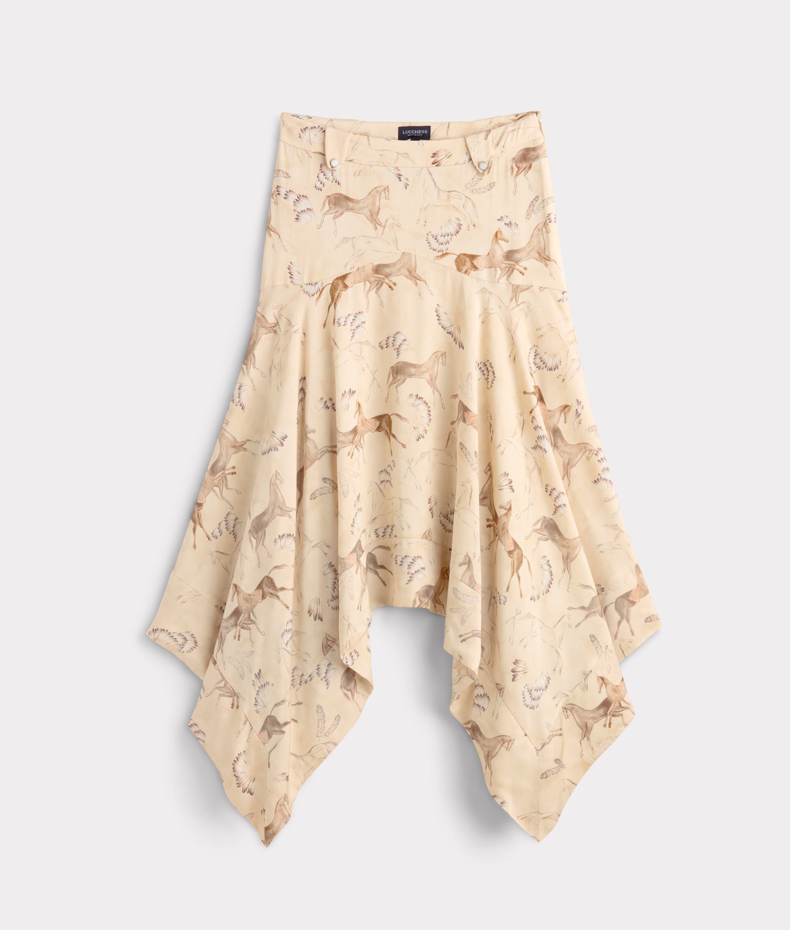 Chenay Equestrian Print Hankerchief Skirt :: Tan