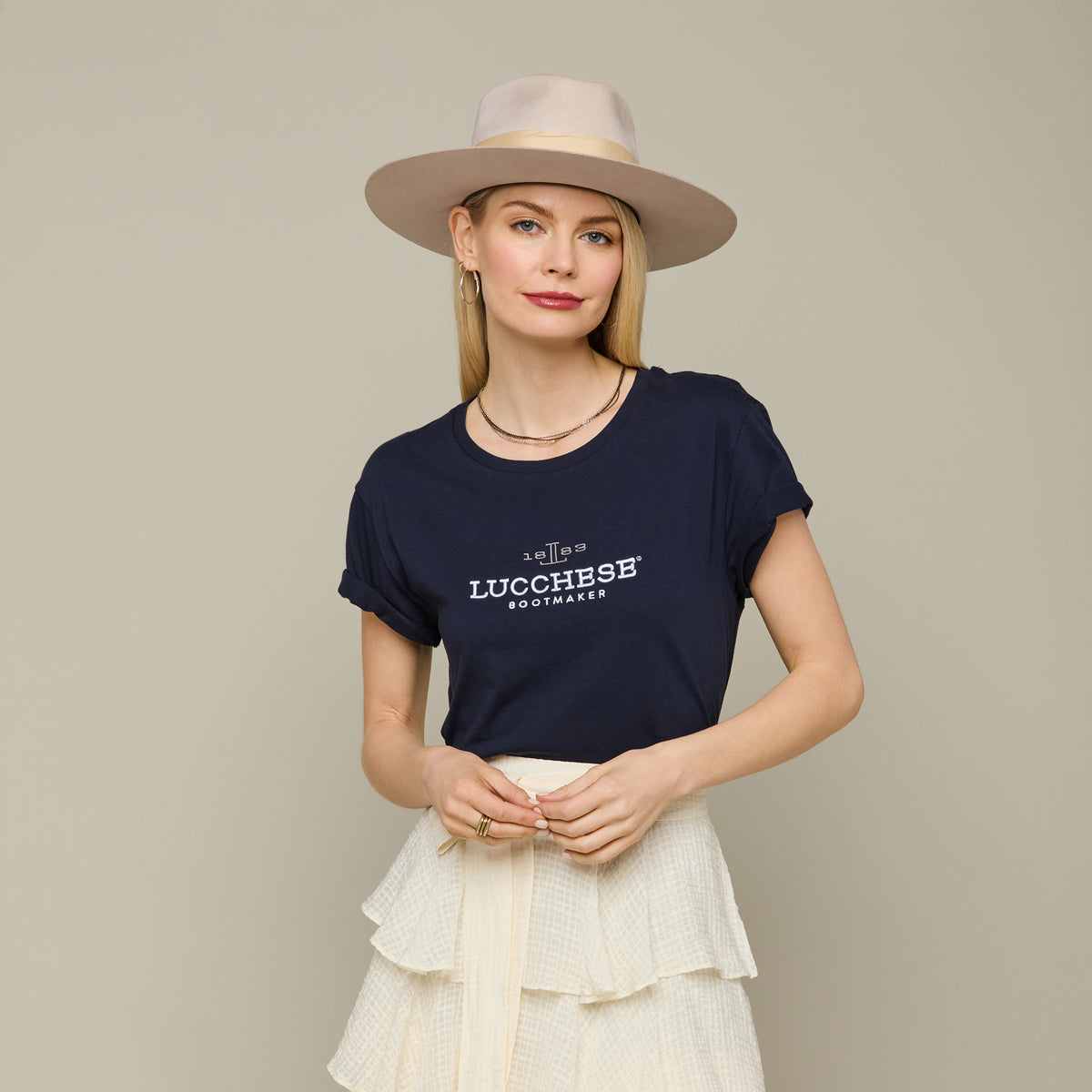 
    Women&#39;s Lucchese Classic Embroidered Tee :: Navy