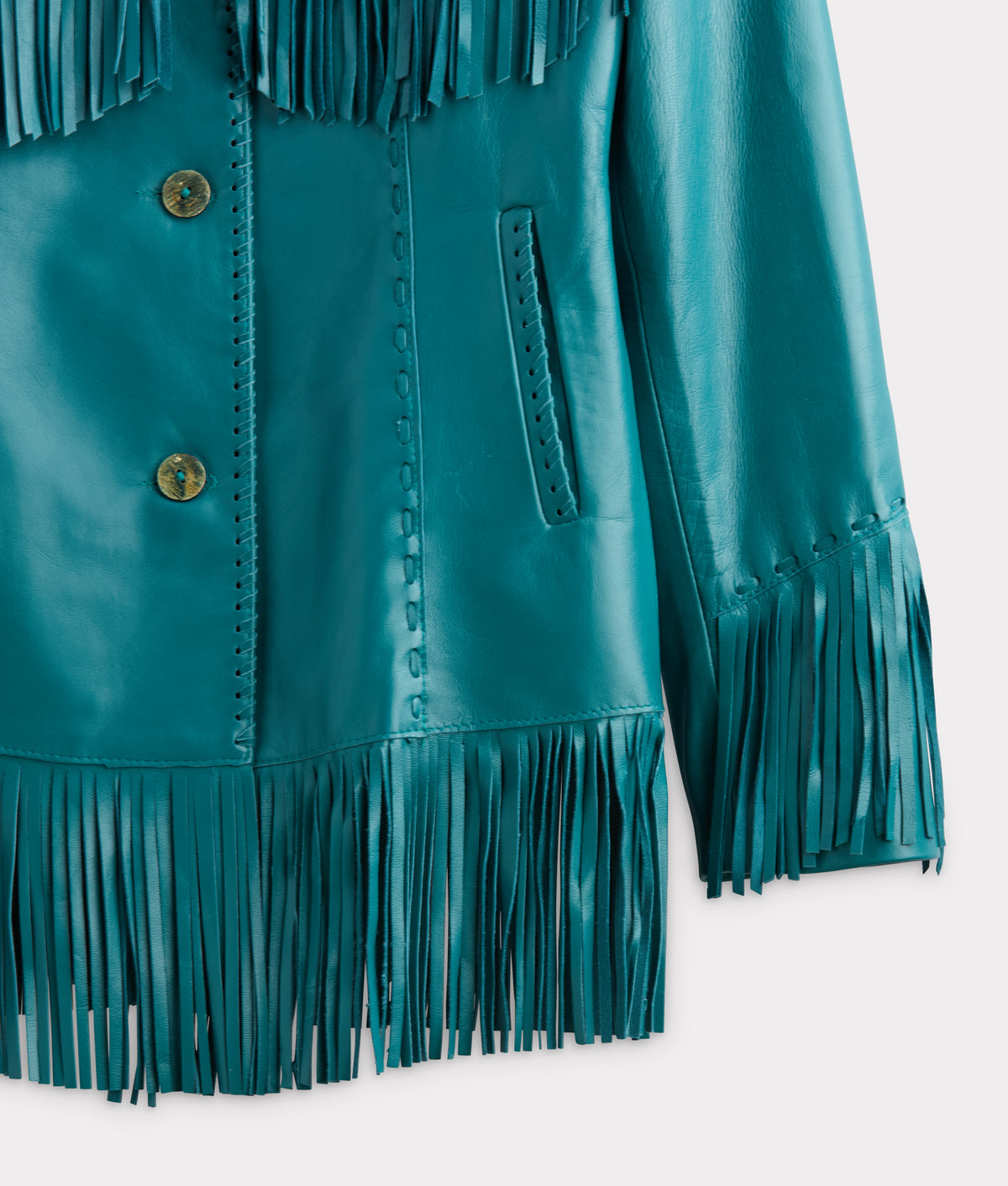 Tallulah Fringe Jacket :: Teal 5