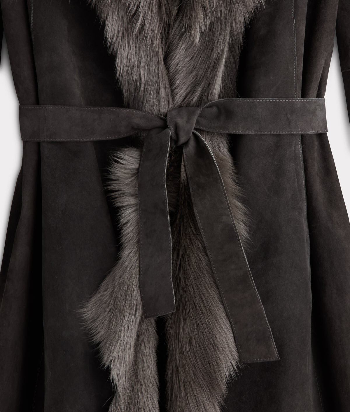 Tatum Kidskin Goat Coat With Belt :: Grey 4