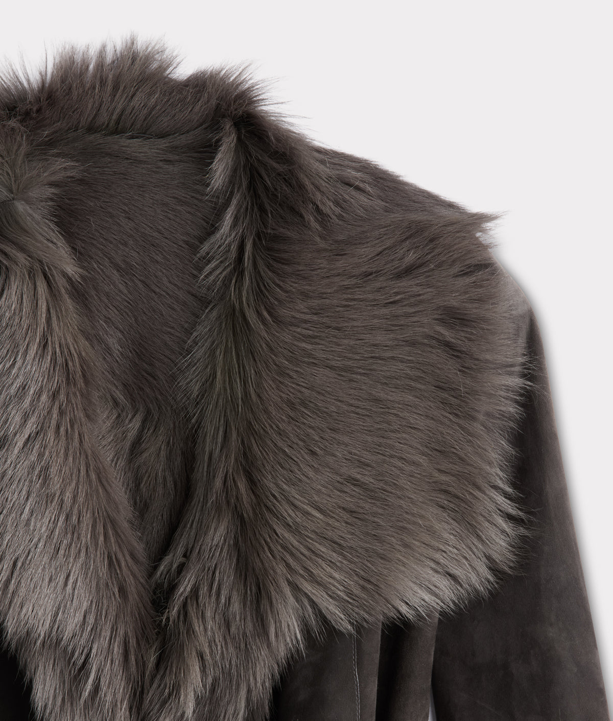 Tatum Kidskin Goat Coat With Belt :: Grey 3
