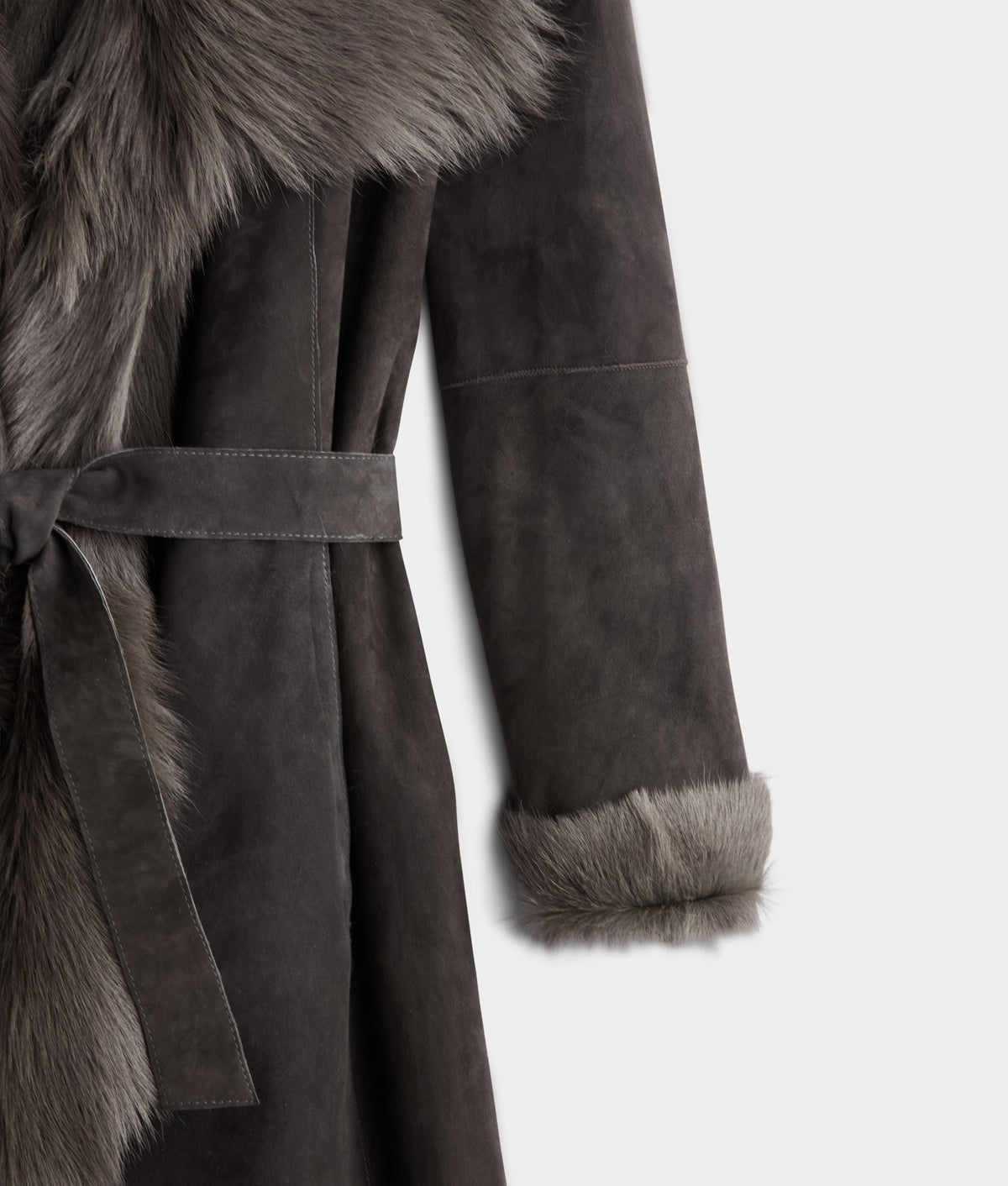 Tatum Kidskin Goat Coat With Belt :: Grey 6