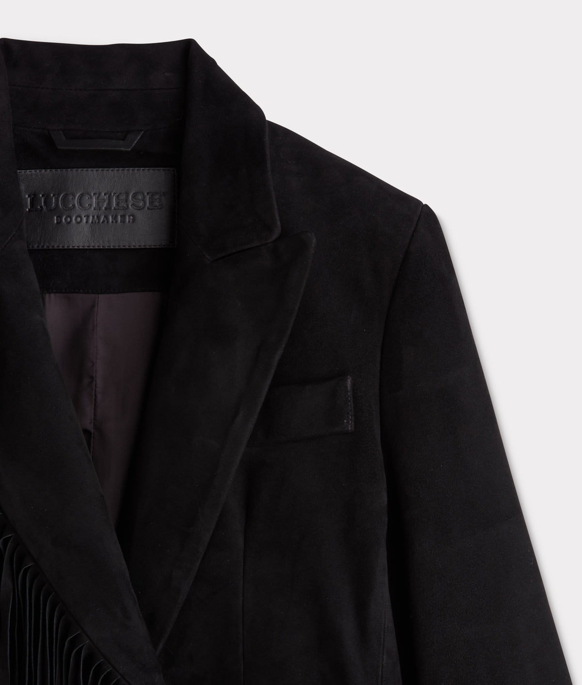 Valerie Suede Blazer With Fringe :: Black 7