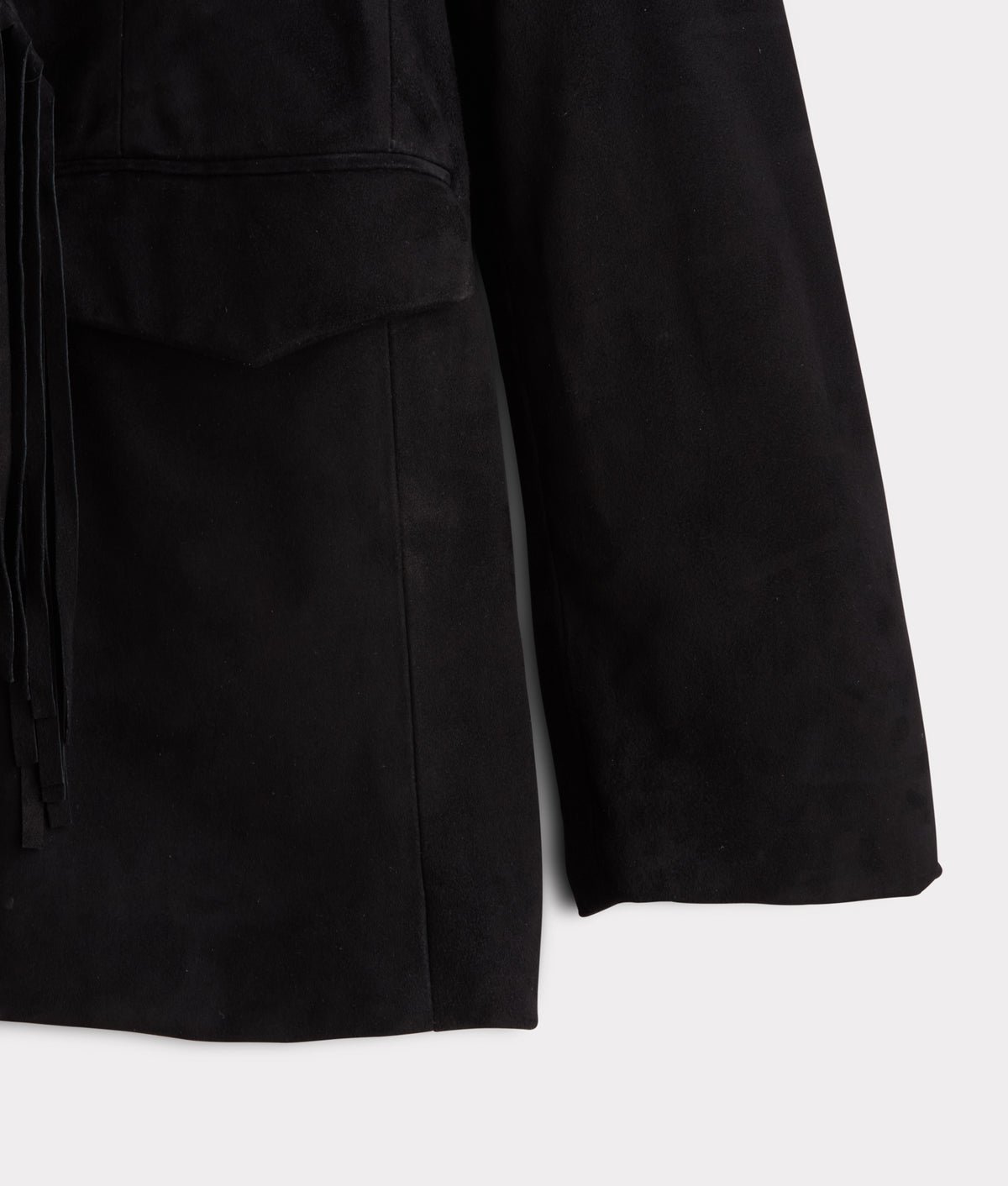 Valerie Suede Blazer With Fringe :: Black 9